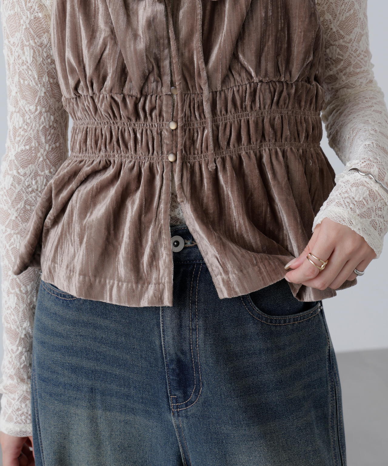 クラッシュベロアシャーリングビスチェ