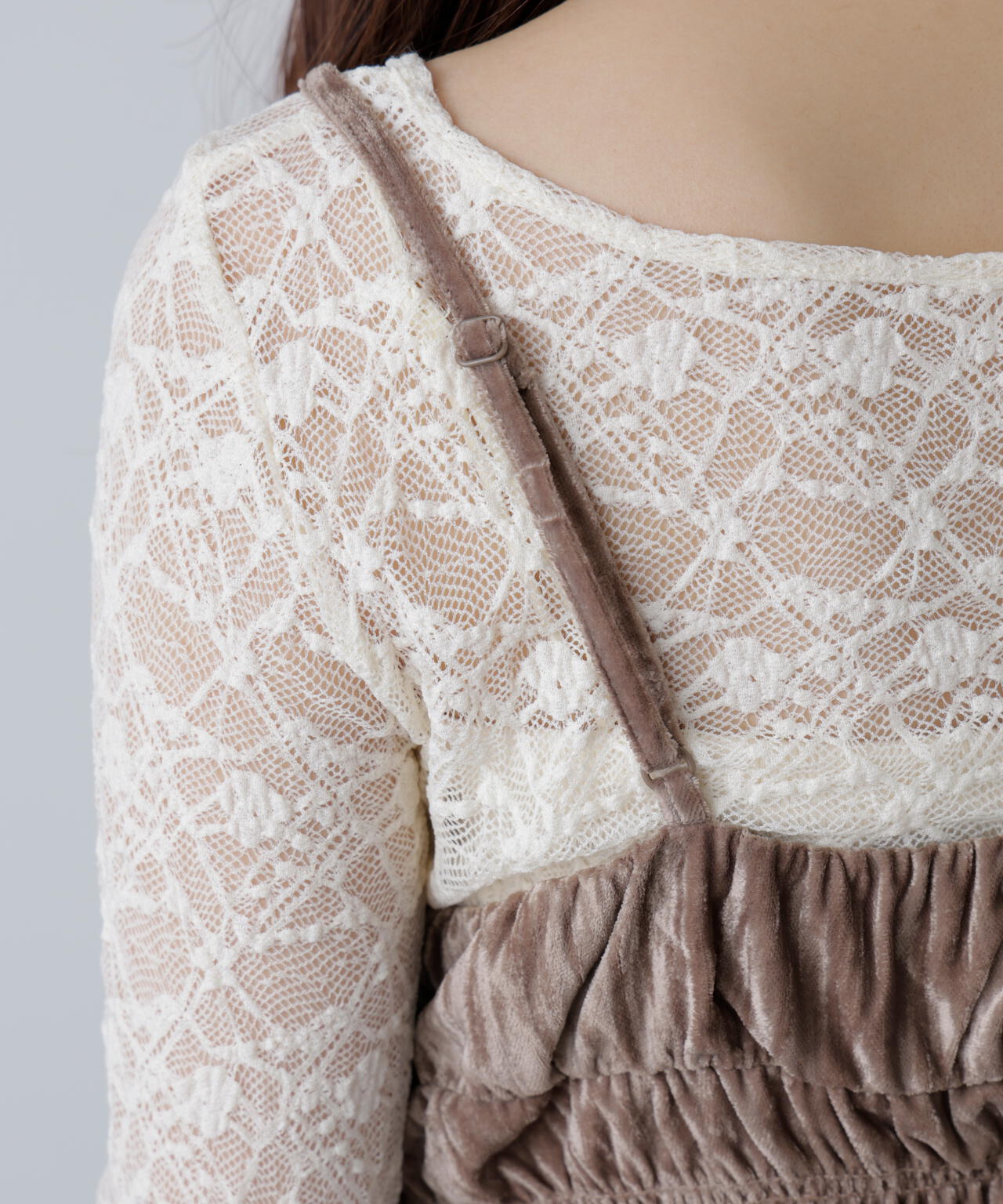 クラッシュベロアシャーリングビスチェ