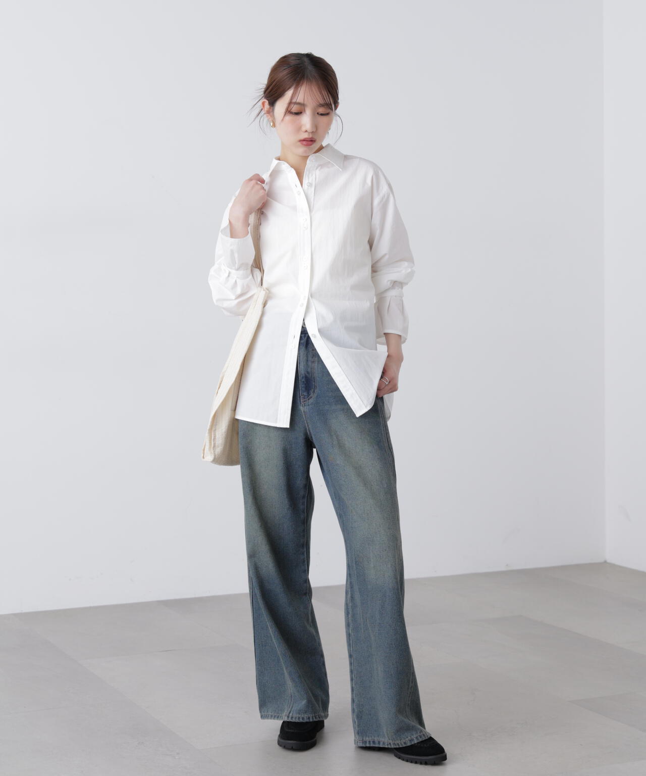 ウエストシェイプレースアップシャツ