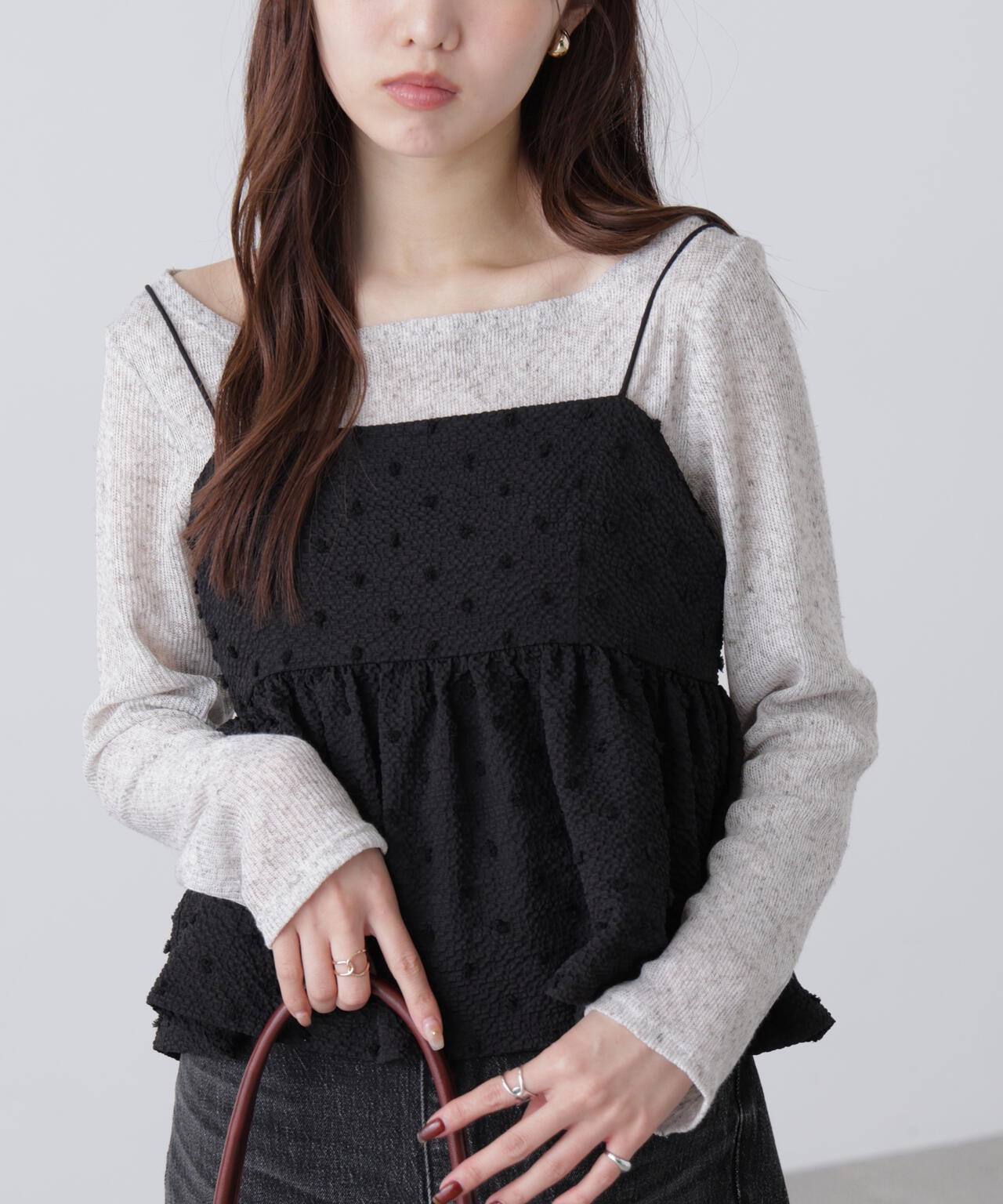 ドットジャガードキャミソールビスチェ