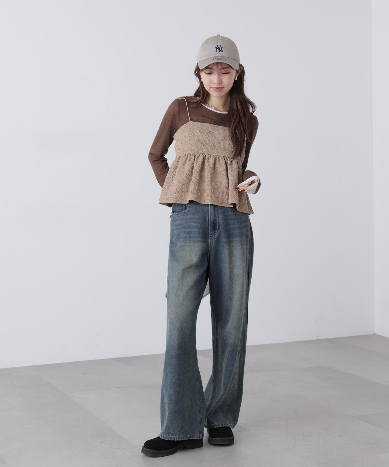 ドットジャガードキャミソールビスチェ