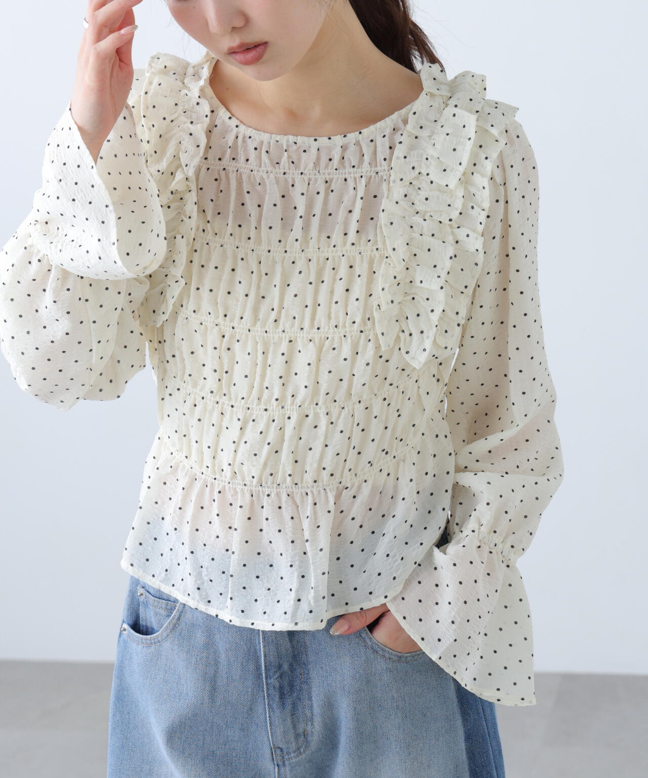 【一部追加生産予約】アソート前後2wayフリルブラウス