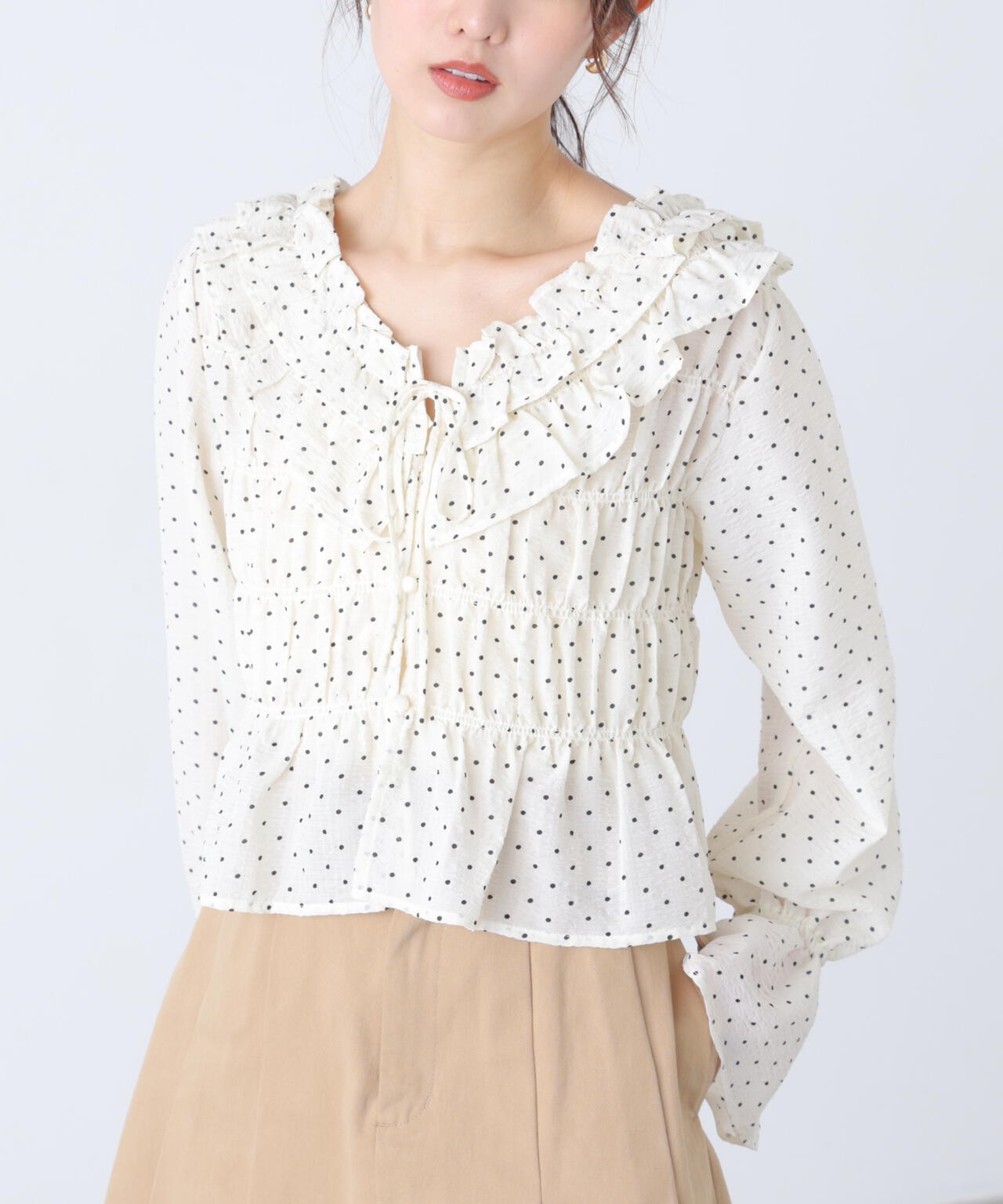 【一部追加生産予約】アソート前後2wayフリルブラウス