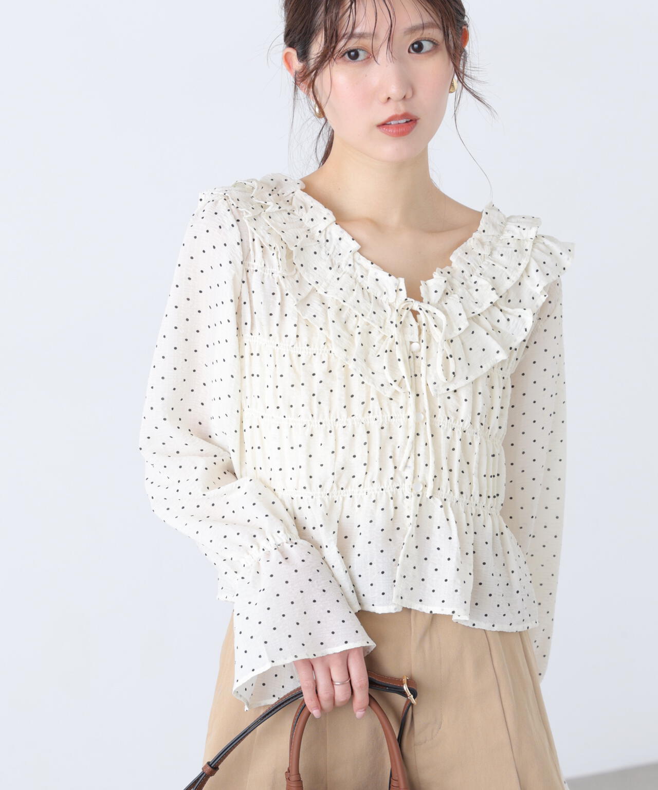 【一部追加生産予約】アソート前後2wayフリルブラウス