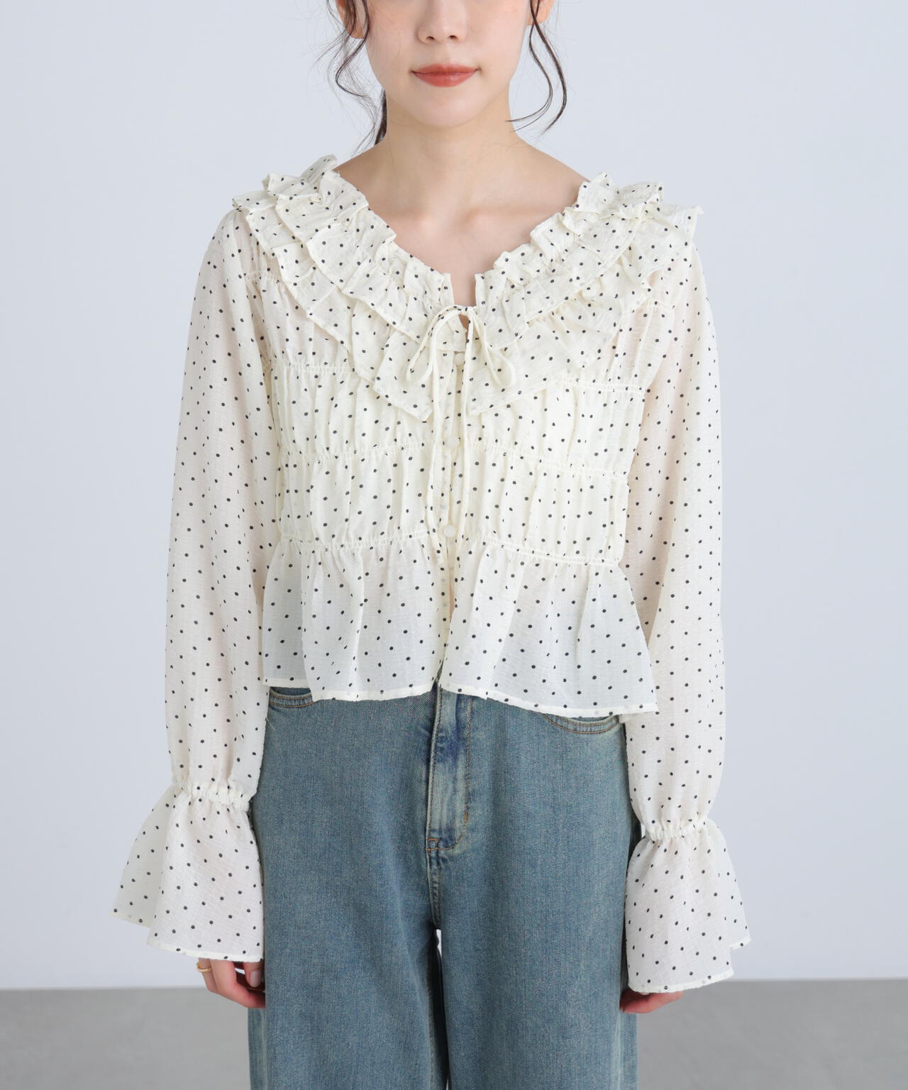 【一部追加生産予約】アソート前後2wayフリルブラウス