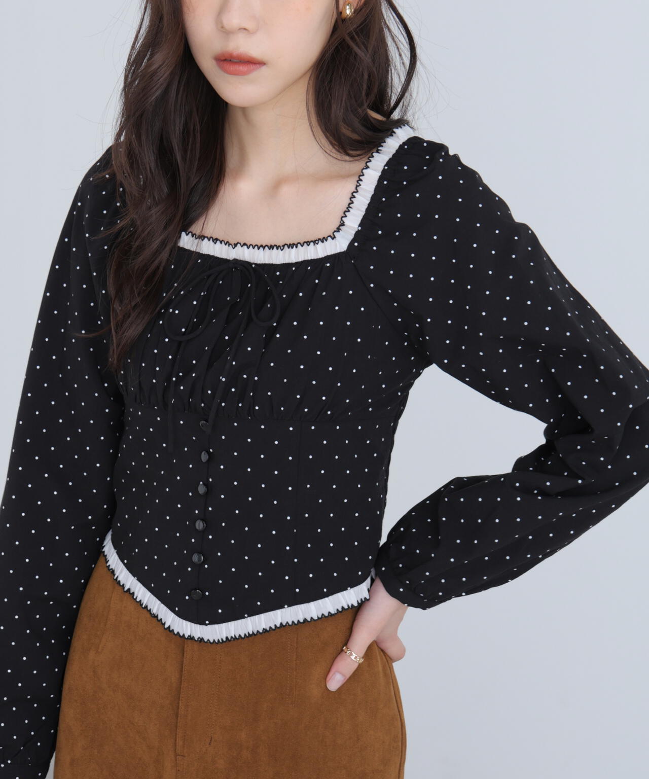 長袖ドット衿フリルブラウス | FREE'S MART（フリーズマート