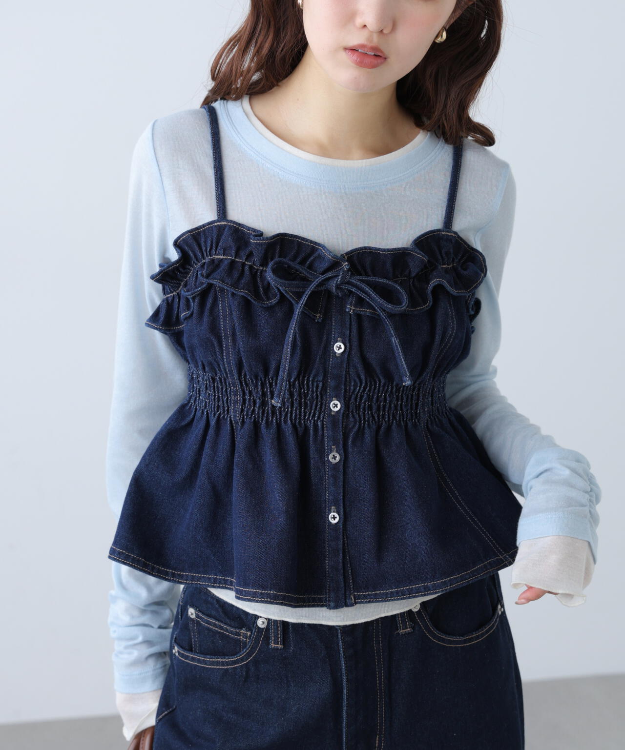 フリルデニムビスチェ