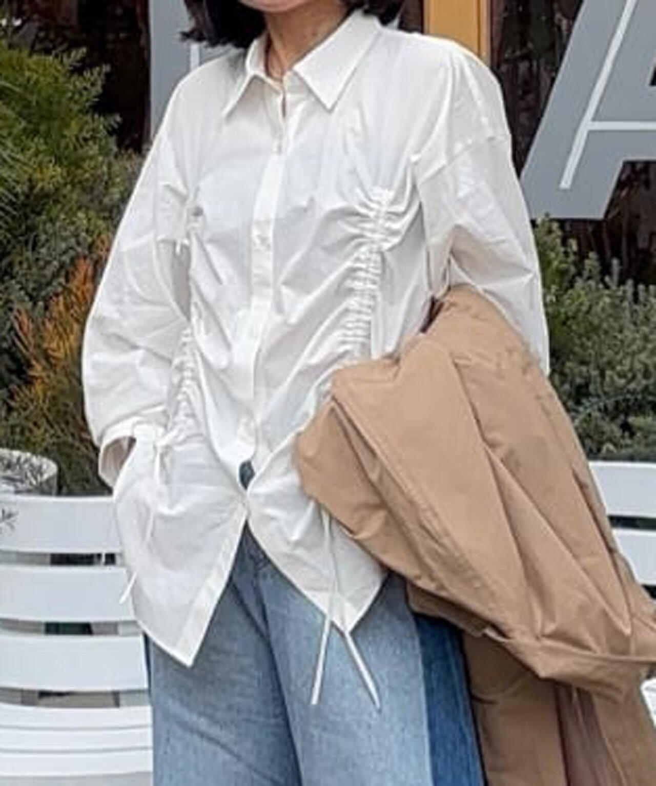 seyto ドロストオーバーサイズシャツ　（ホワイト　サイズ2） seyto（セイト）の「Drawstring oversized shirt / ドロストオーバー
