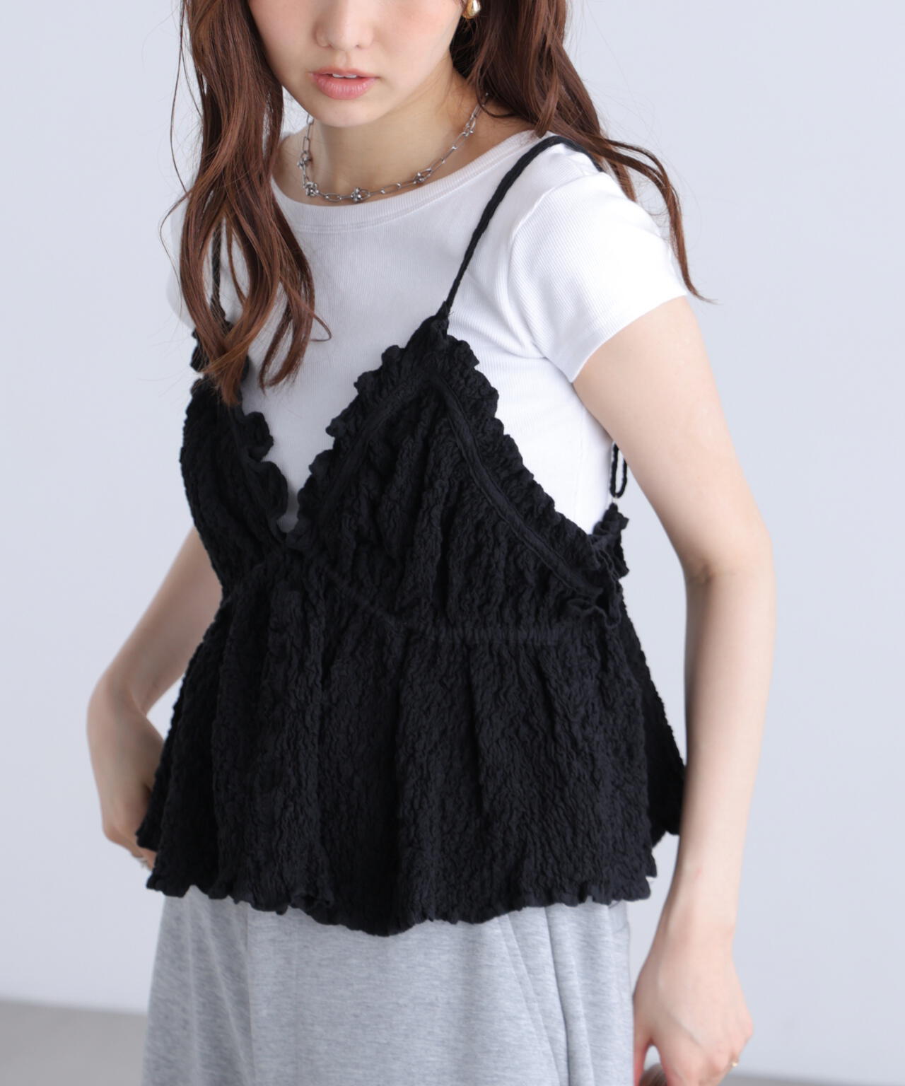 Fmama♥プロフ必読様　キャミブラックS タンクトップ2枚セットブラックS MFM〉ぽこぽこペプラムキャミソール | FREE'S MART（フリーズマート