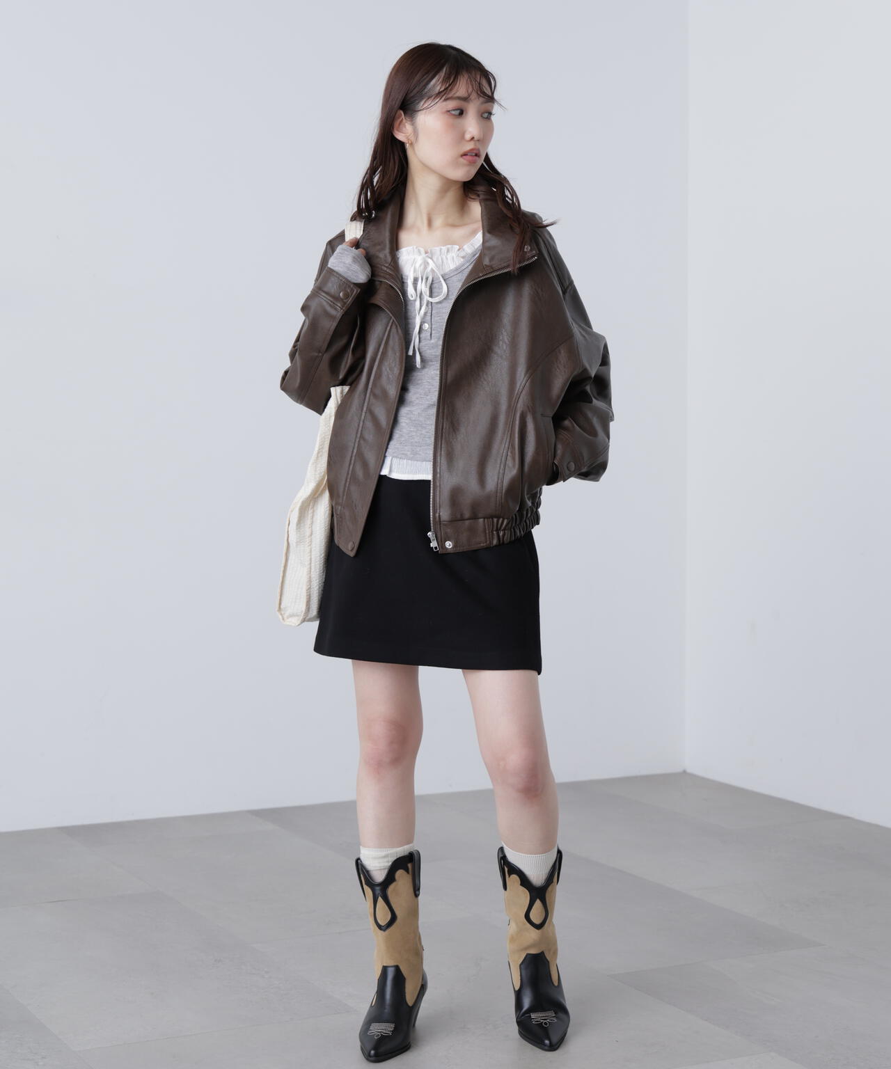 バイアスチェックミニスカート