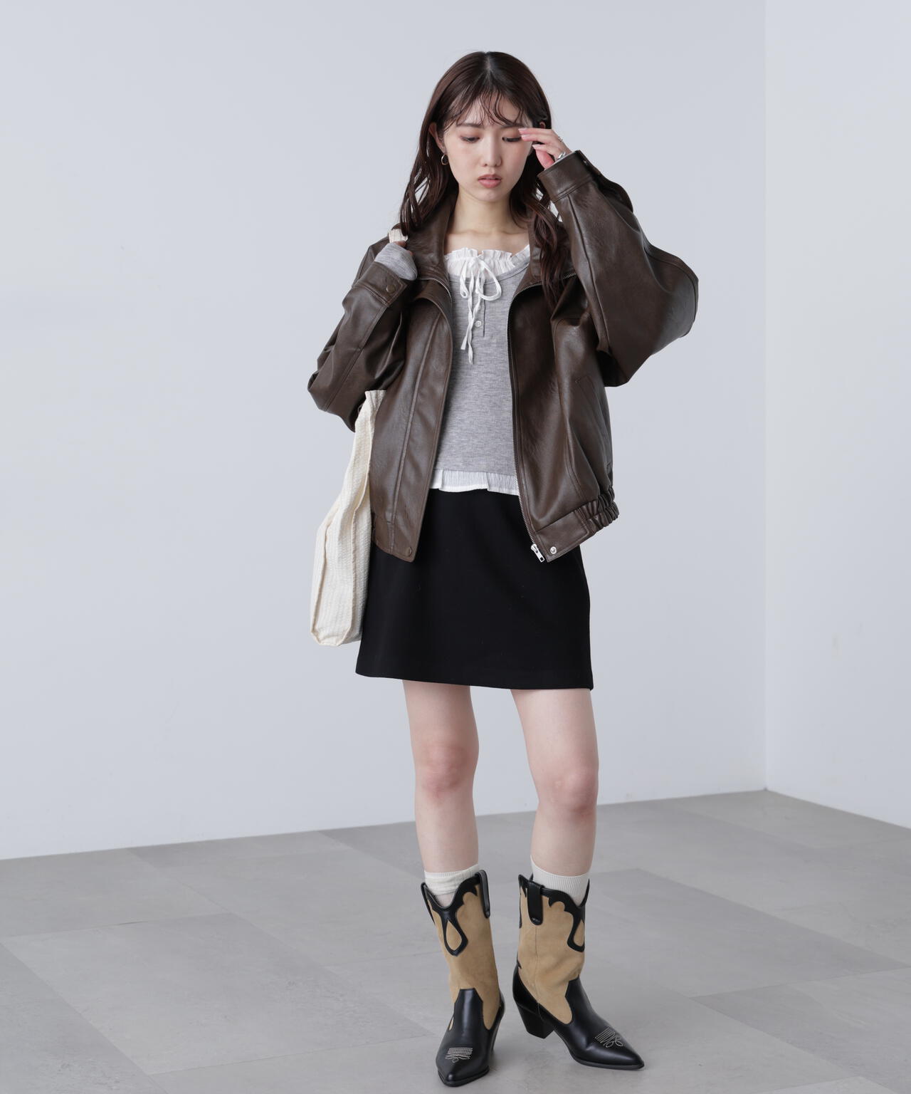 バイアスチェックミニスカート