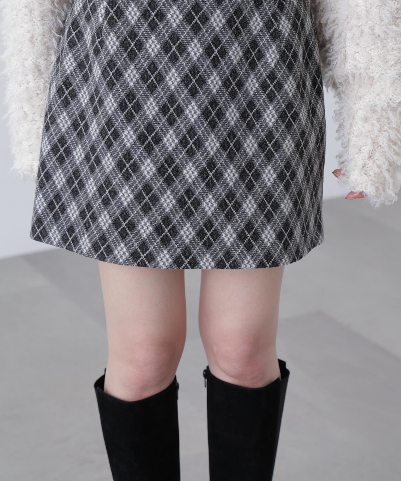バイアスチェックミニスカート