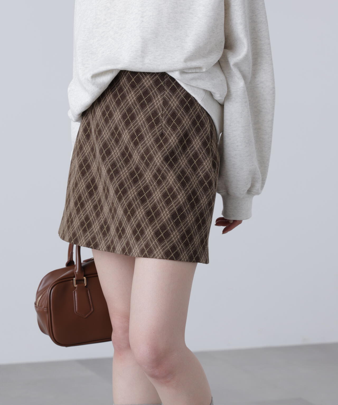 バイアスチェックミニスカート