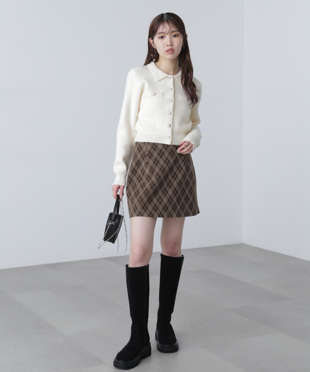 バイアスチェックミニスカート