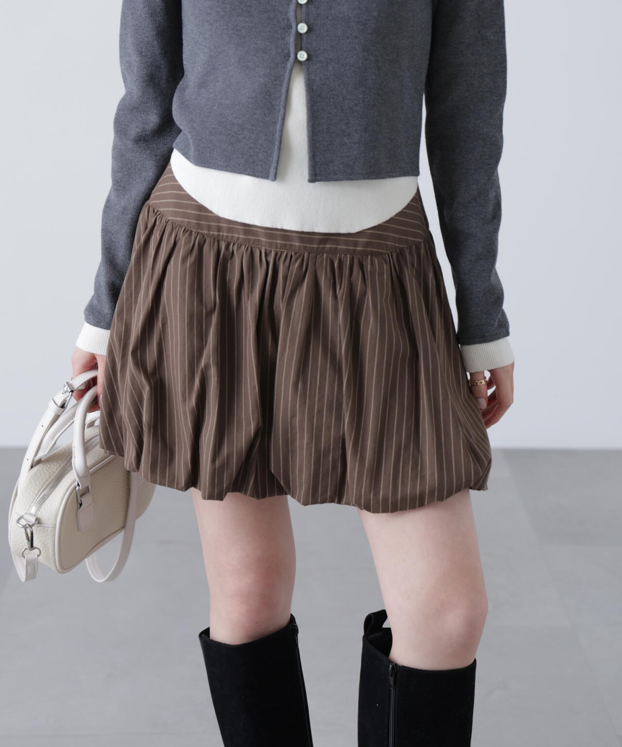 インナーパンツ付きナチュラルコットンバルーンミニスカート | FREE'S