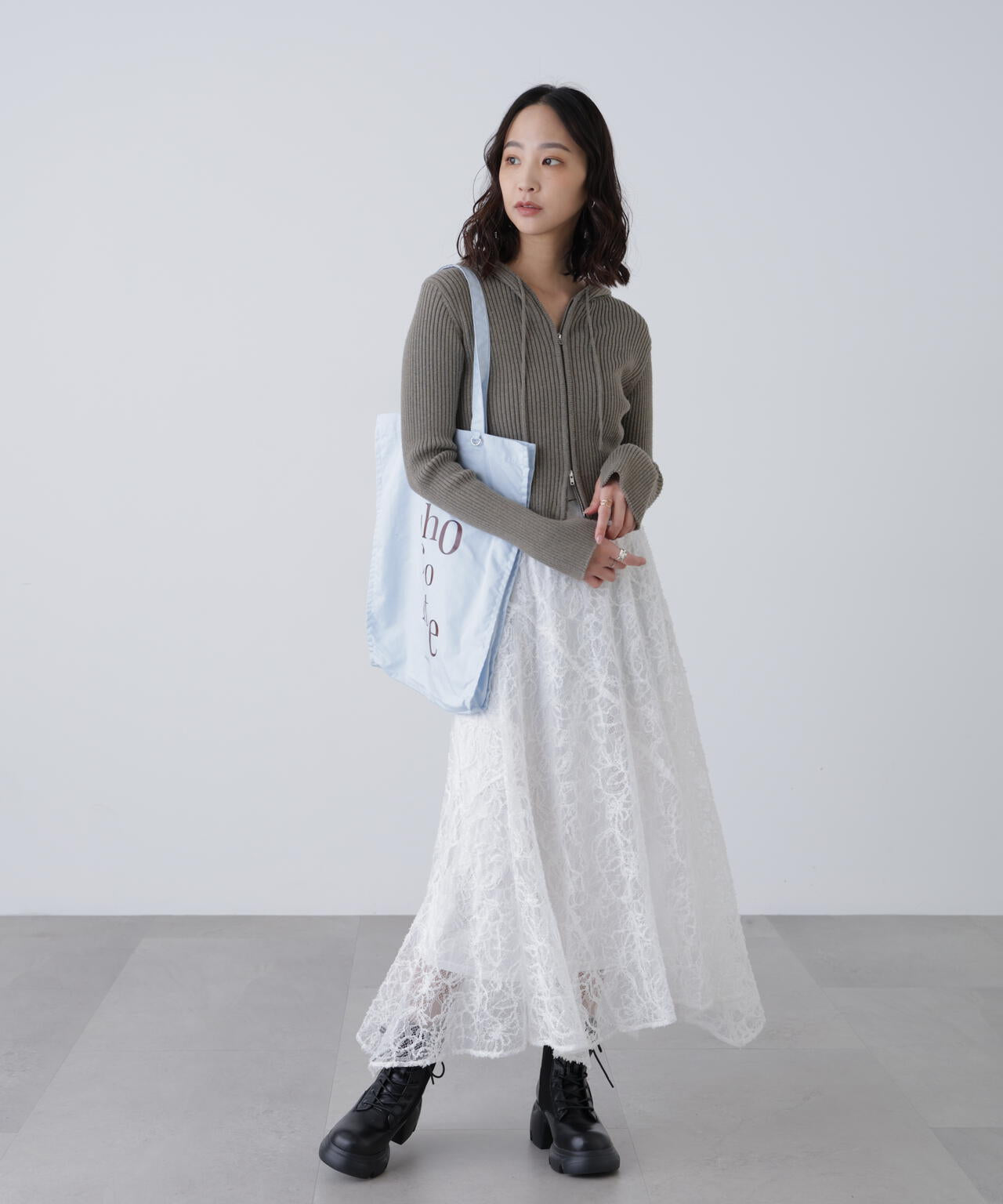 2wayモールレースパネルフレアスカート