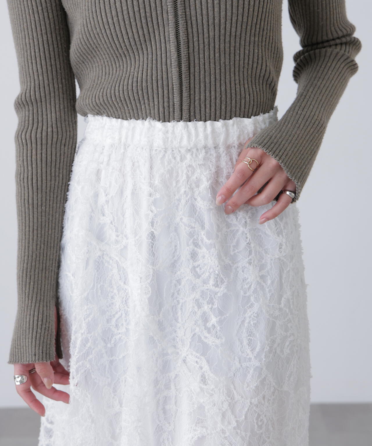 2wayモールレースパネルフレアスカート