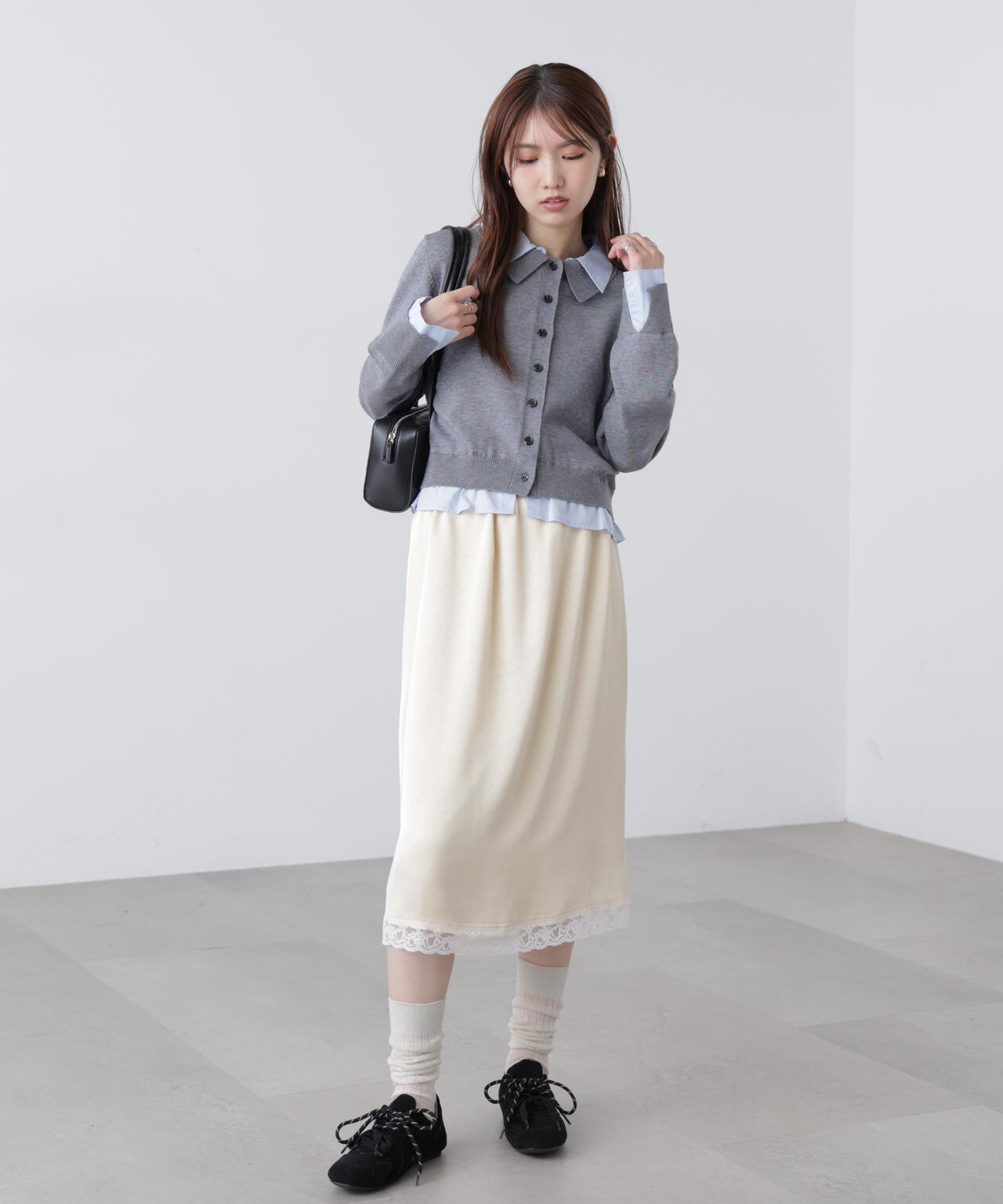 追加生産予約】レーストリムサテンミディスカート | FREE'S MART