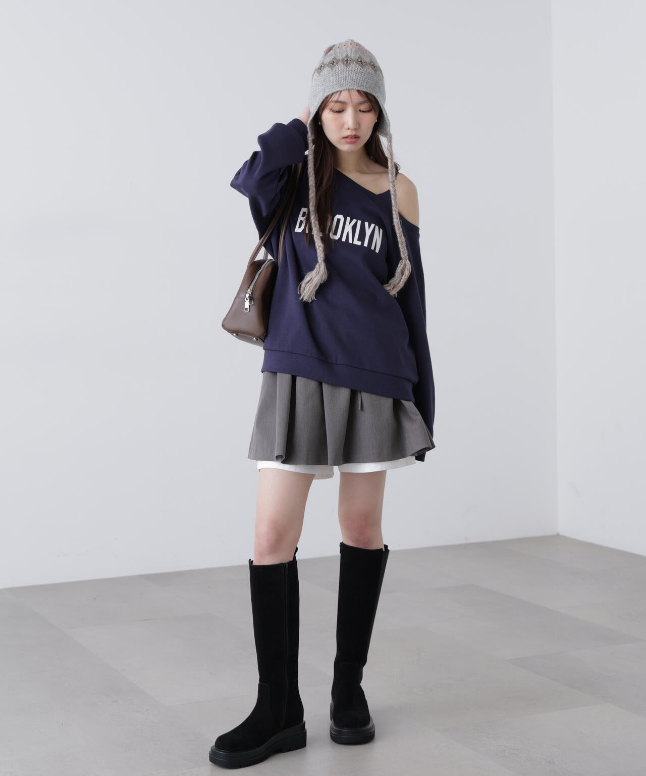 インナーパンツ付レイヤードフレアミニスカート