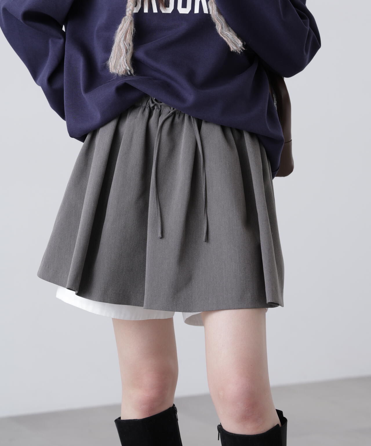 インナーパンツ付レイヤードフレアミニスカート