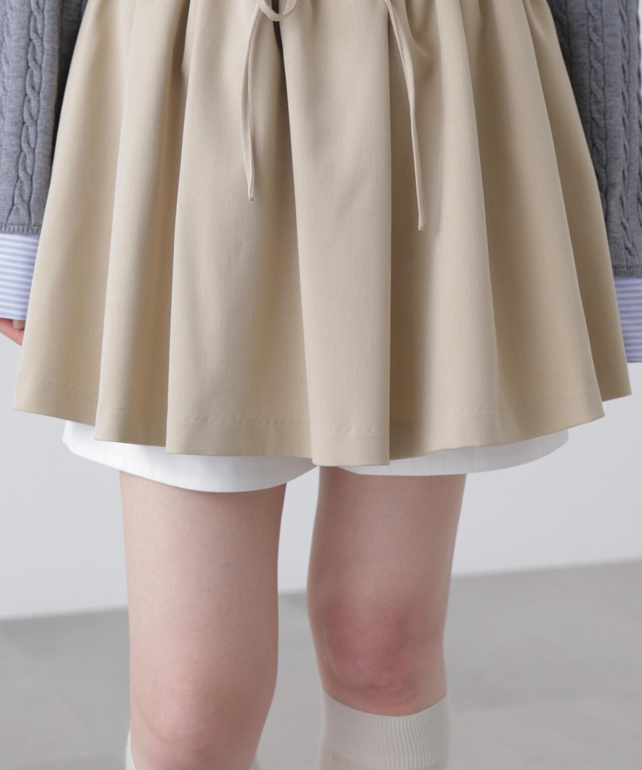 インナーパンツ付レイヤードフレアミニスカート