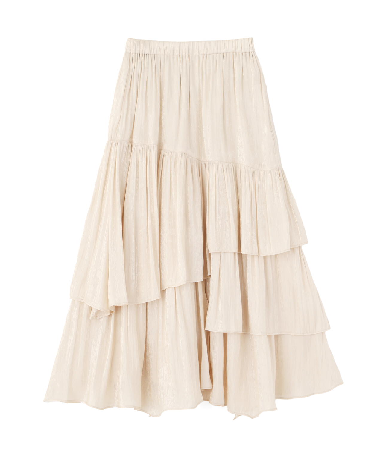 【グレージュ・オフ 追加生産予約】シャイニーフリルティアードスカート