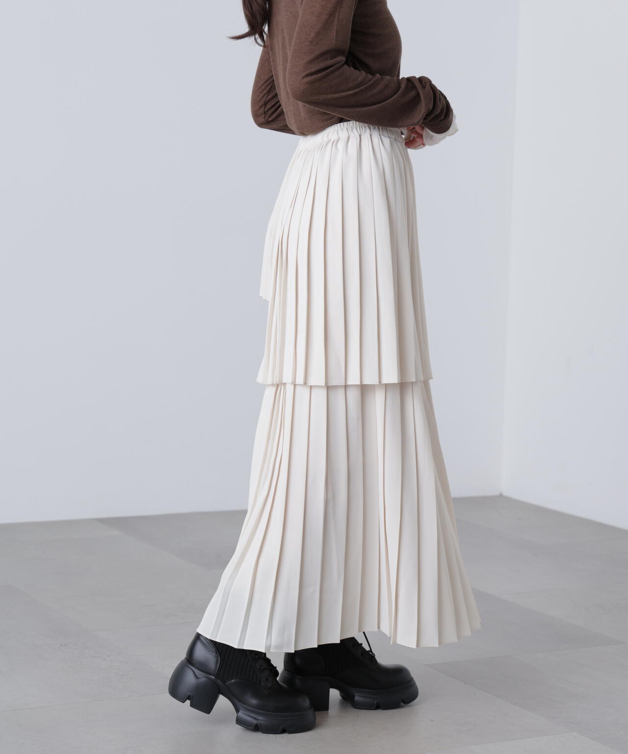 ブラック 追加生産予約】ランダムプリーツティアードスカート | FREE'S