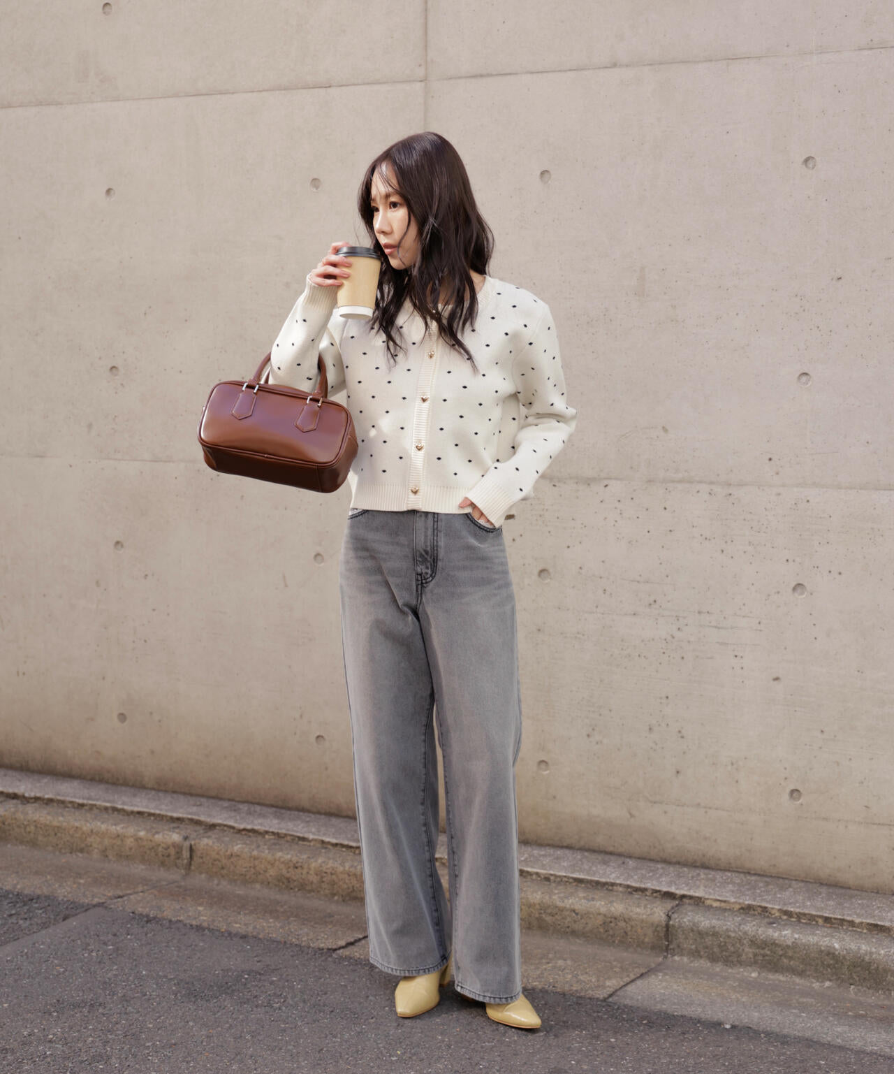 [低身長サイズ/Sシリーズ]レーストリミングワイドストレートデニムパンツ