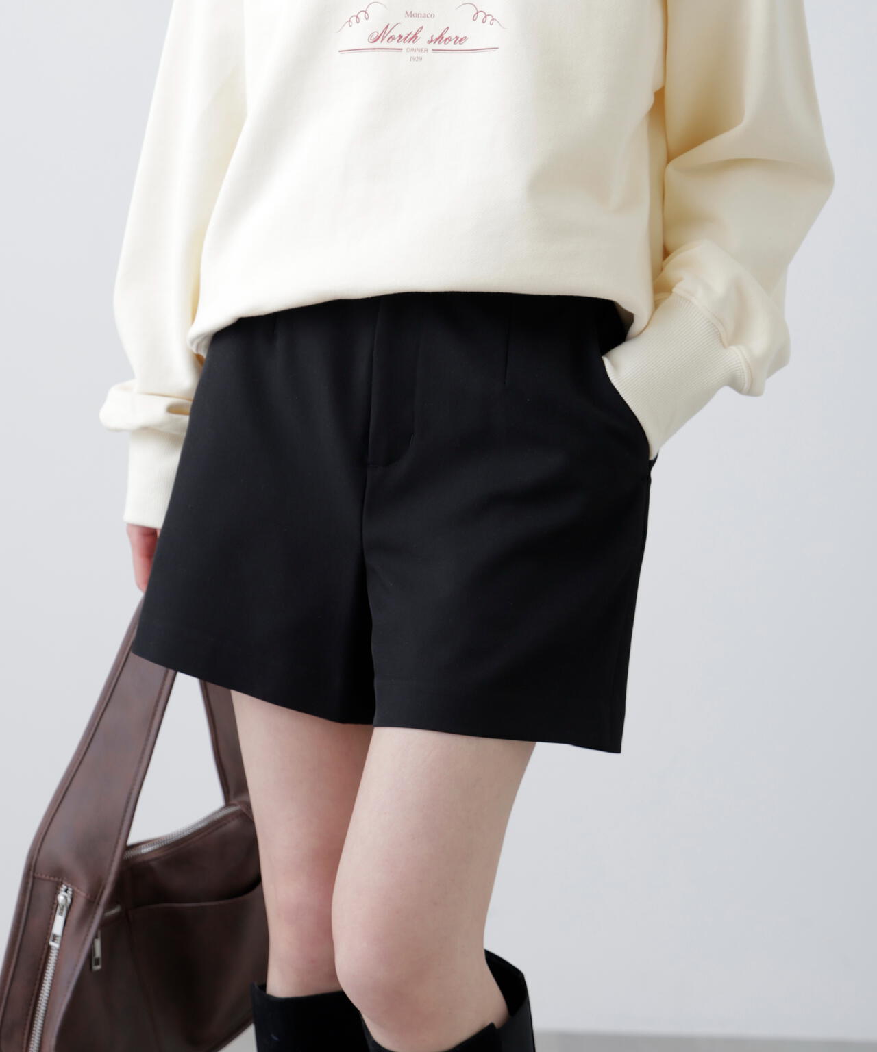 〈セットアップ対応〉ハイウエストショートパンツ