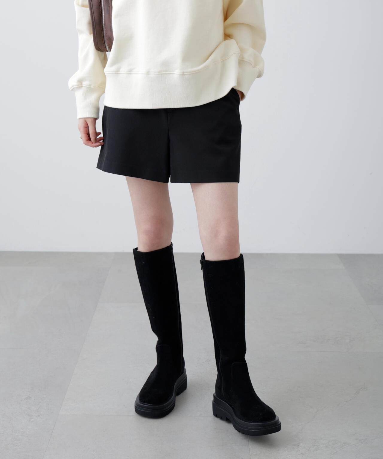 〈セットアップ対応〉ハイウエストショートパンツ