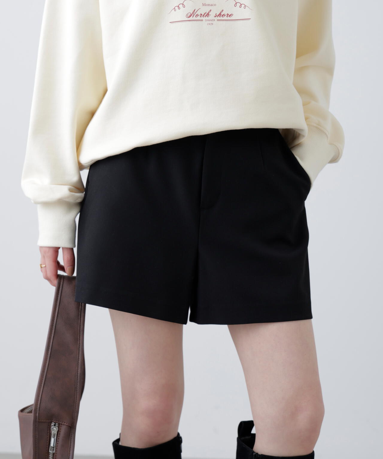 〈セットアップ対応〉ハイウエストショートパンツ