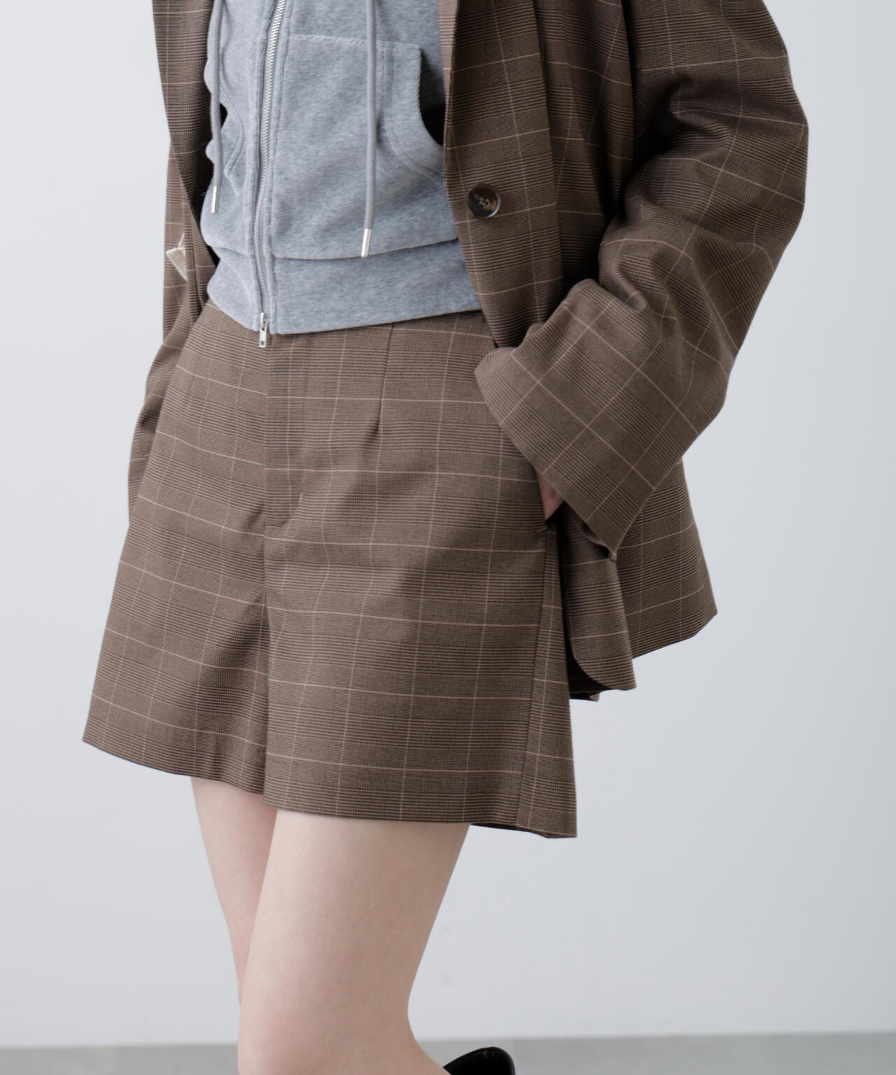 〈セットアップ対応〉ハイウエストショートパンツ