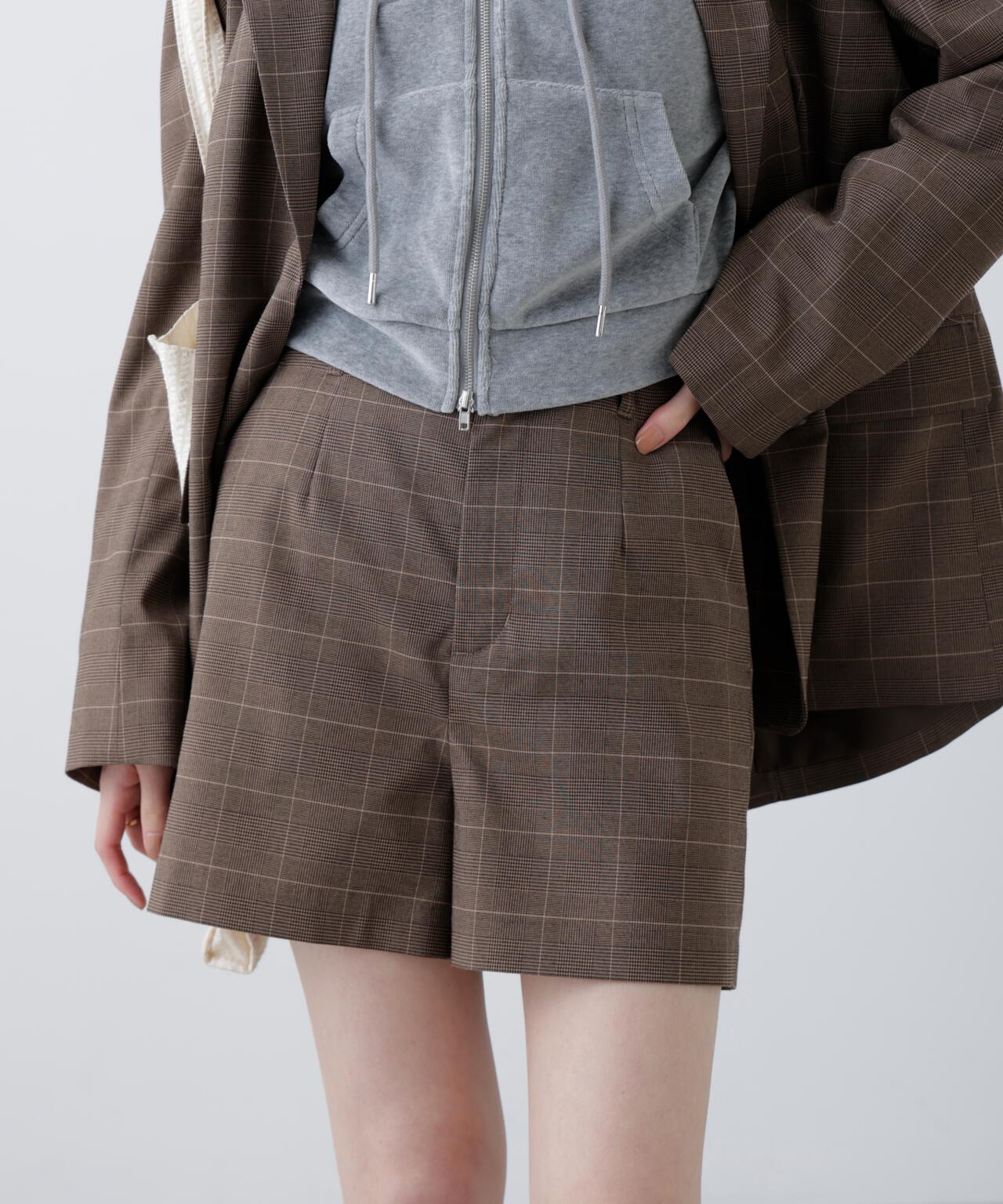 〈セットアップ対応〉ハイウエストショートパンツ