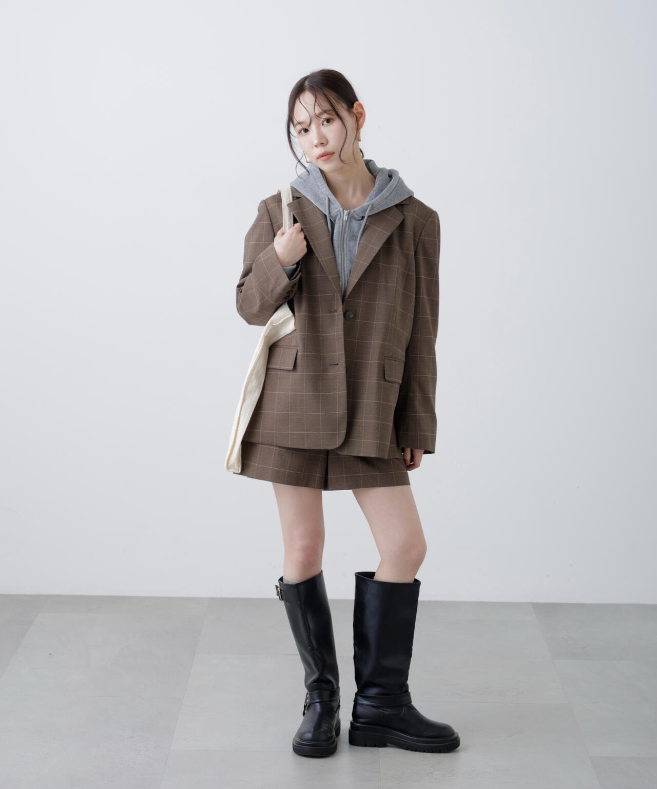 〈セットアップ対応〉ハイウエストショートパンツ