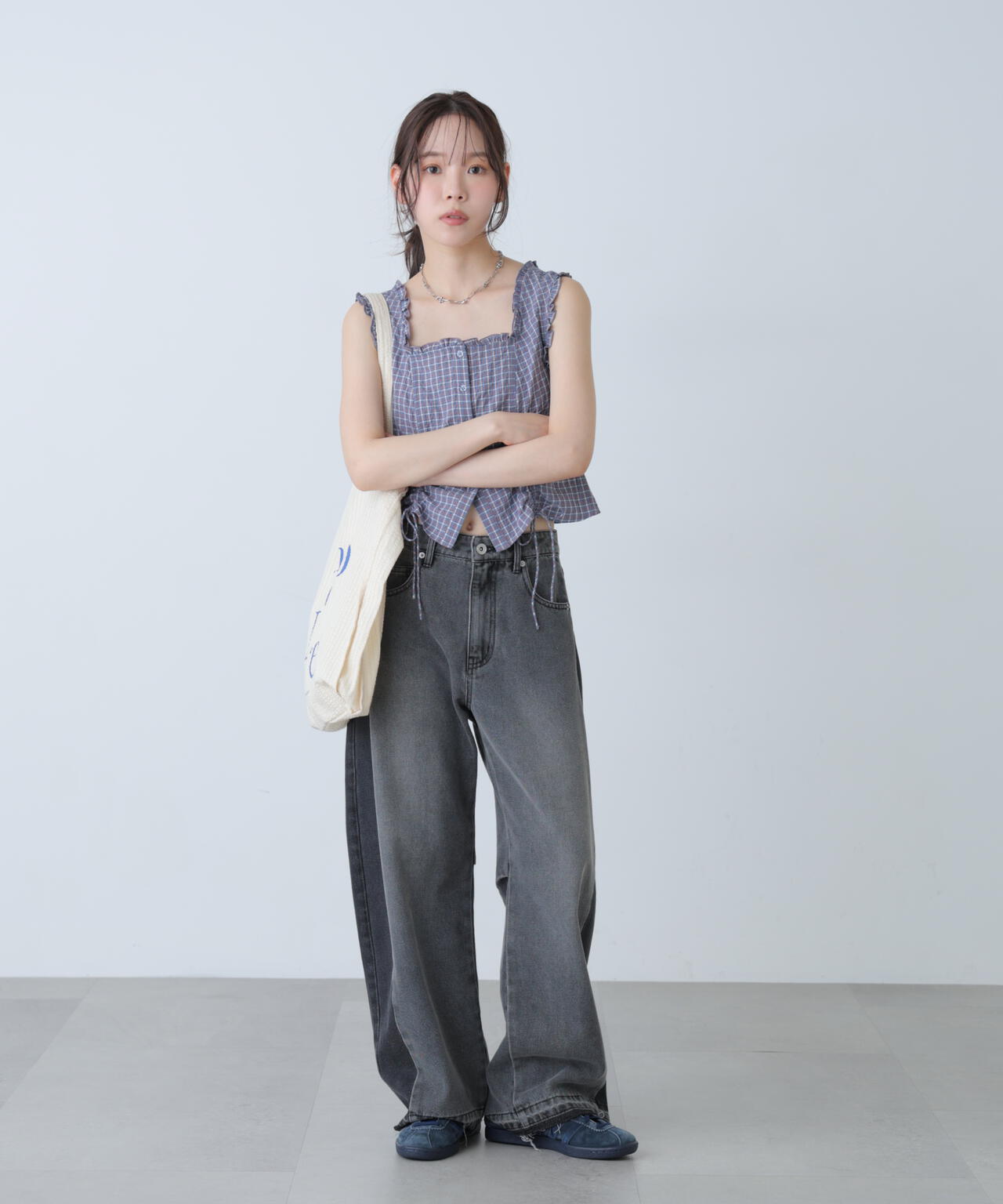 [低身長サイズ/Sシリーズ]配色パネルバレルワイドパンツ