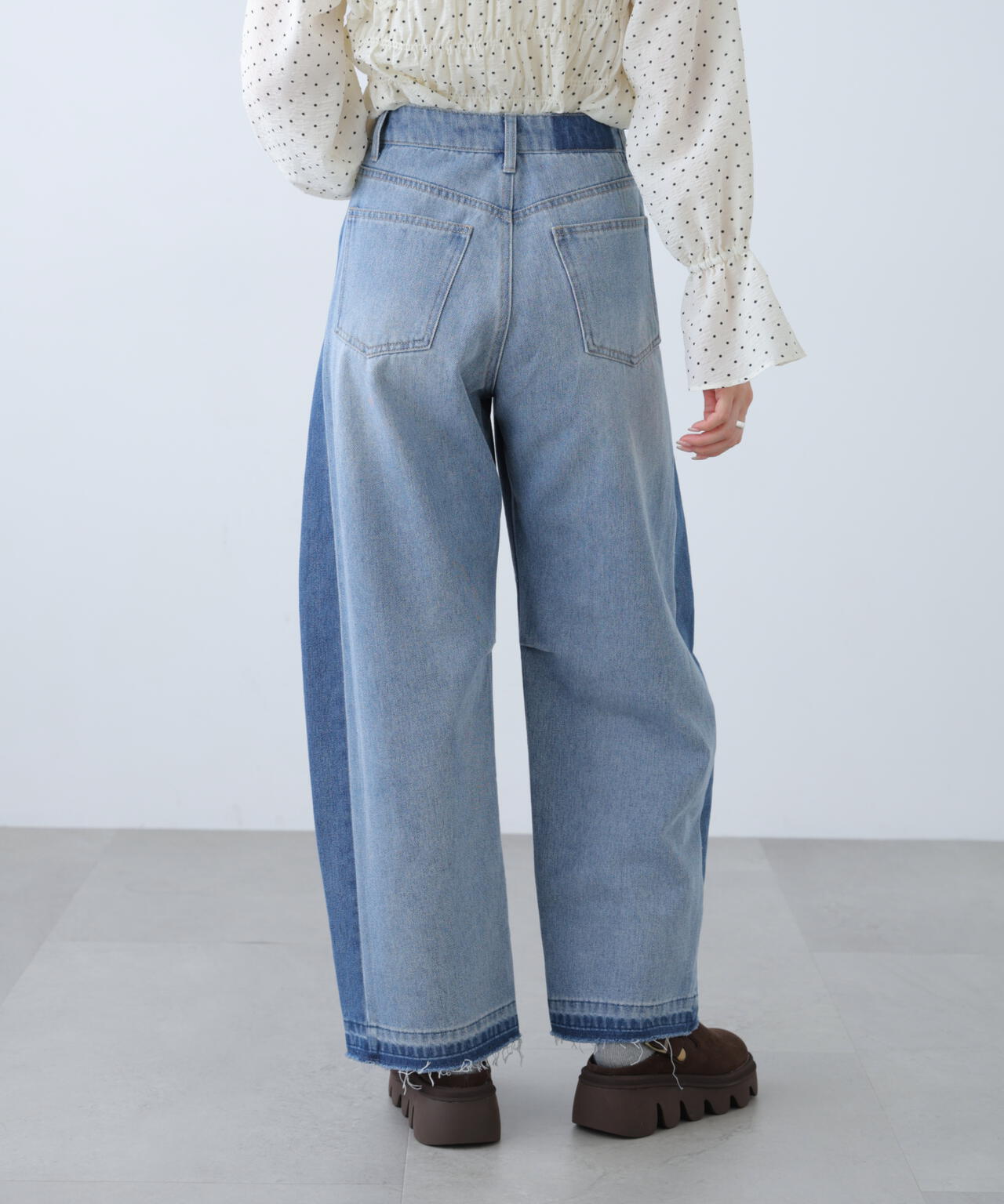 [低身長サイズ/Sシリーズ]配色パネルバレルワイドパンツ