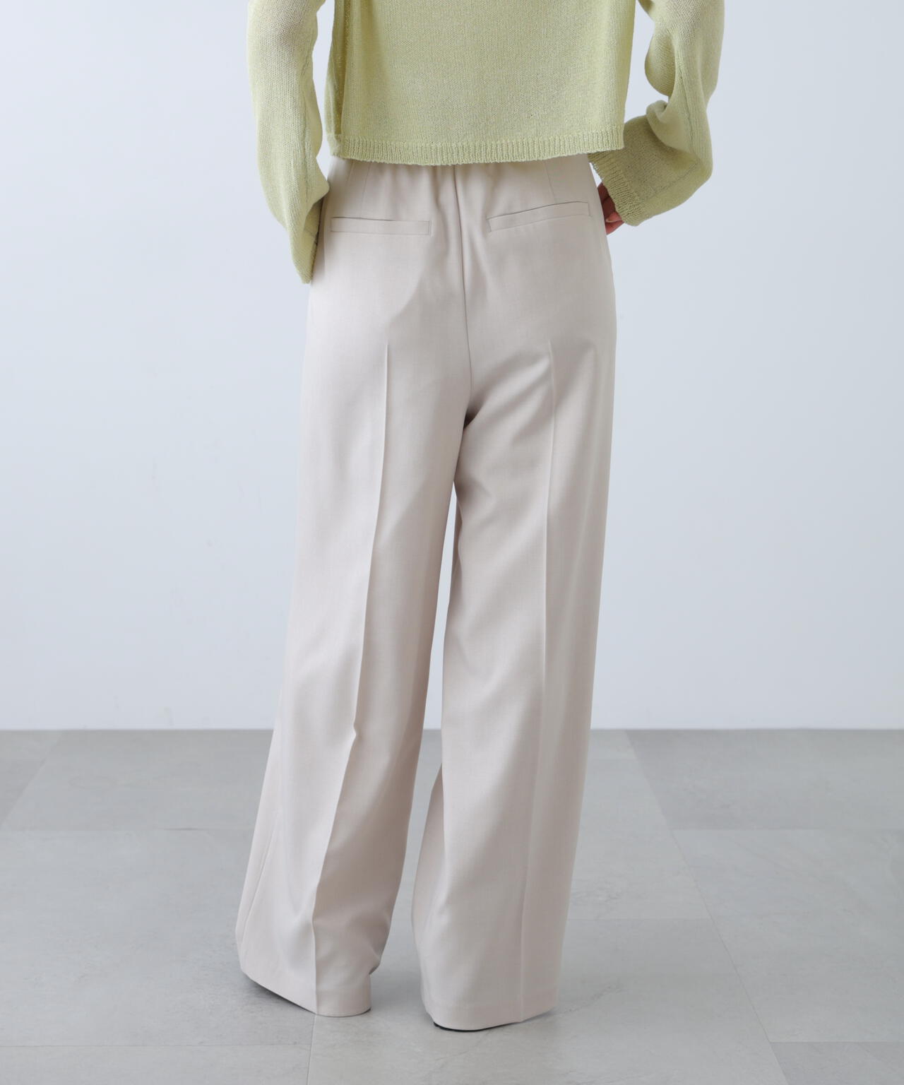 [低身長サイズ/Sシリーズ]梳毛調合繊タックワイドパンツ