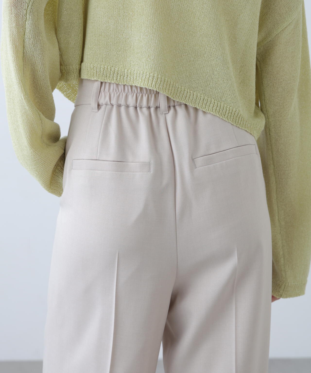 [低身長サイズ/Sシリーズ]梳毛調合繊タックワイドパンツ