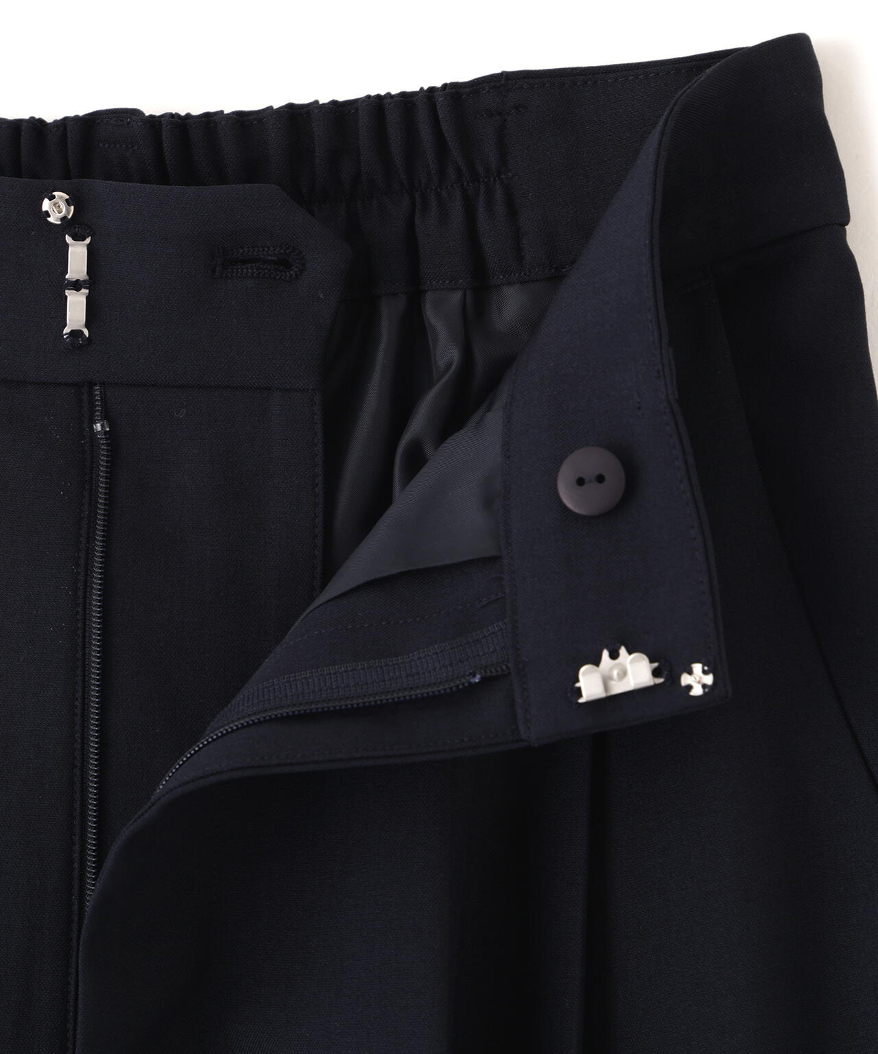 [低身長サイズ/Sシリーズ]梳毛調合繊タックワイドパンツ