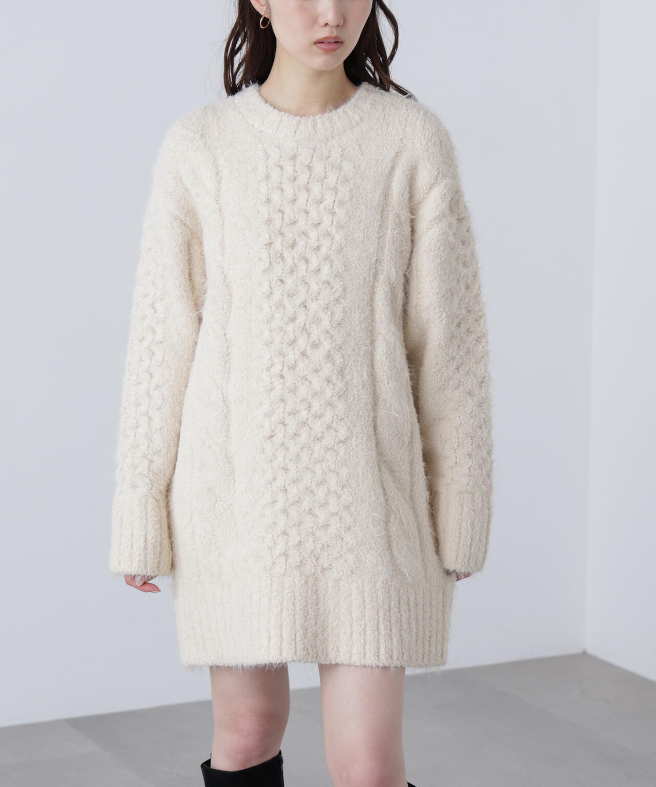 テディヤーンケーブル編みミニワンピース | FREE'S MART（フリーズ