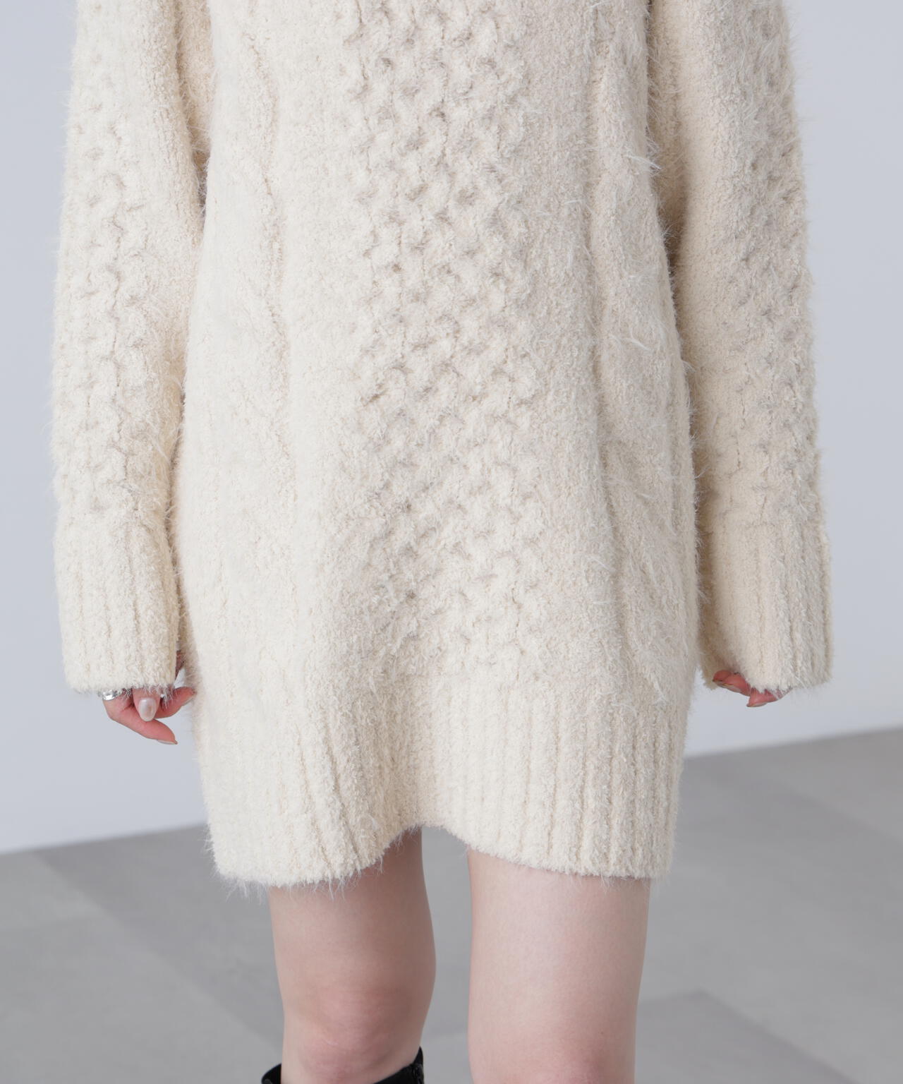 テディヤーンケーブル編みミニワンピース | FREE'S MART（フリーズ