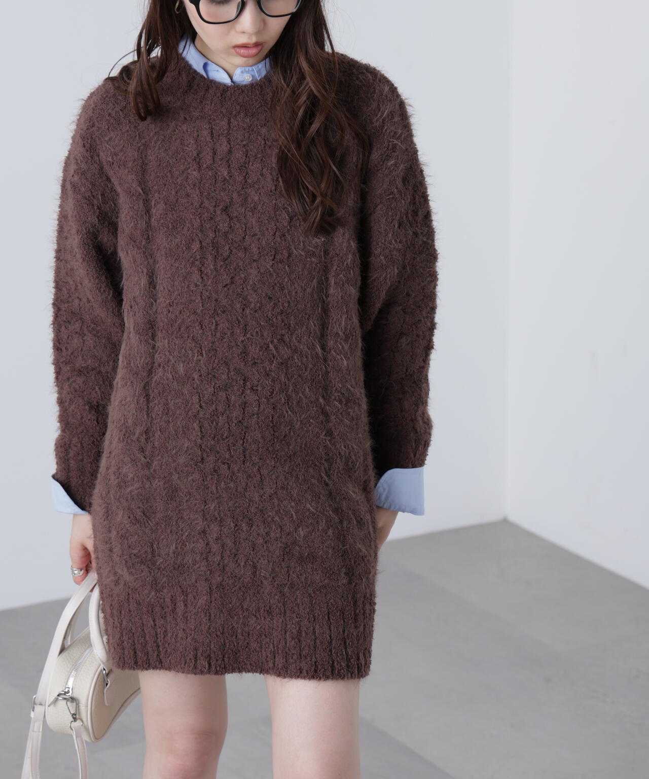 テディヤーンケーブル編みミニワンピース | FREE'S MART（フリーズ