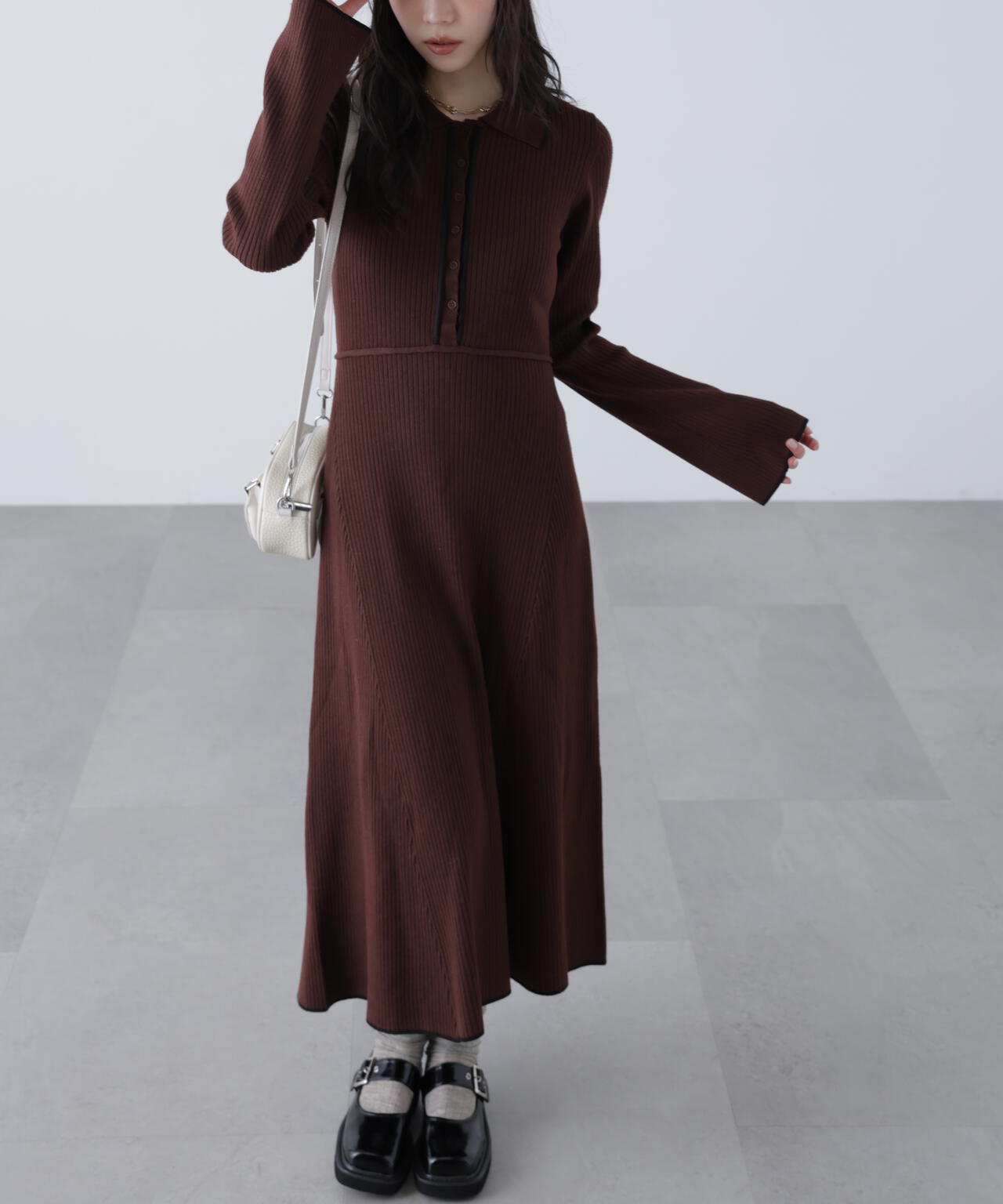 完売❣️新品半額以下❣️サイドプリーツニットワンピース セール】カシミヤ混2WAYニットワンピース（ワンピース）｜URBAN