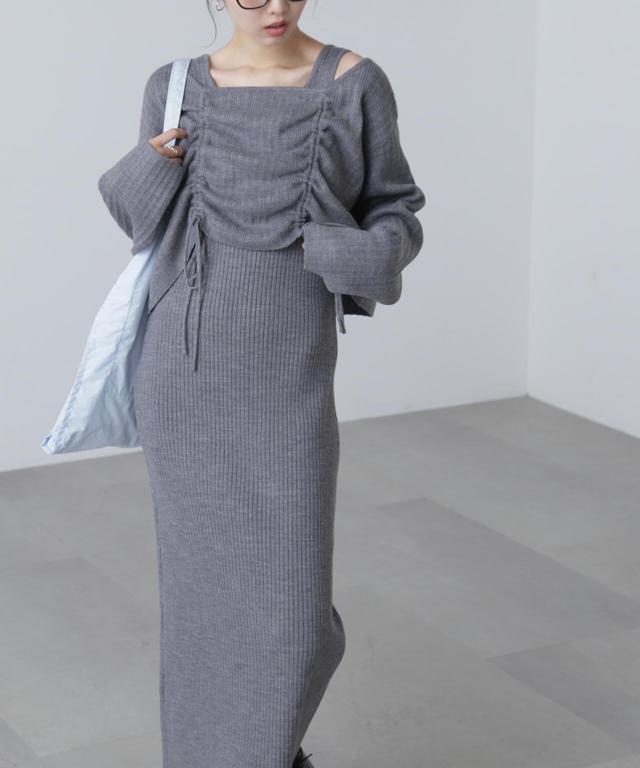 ドロストリブニットセットアップ