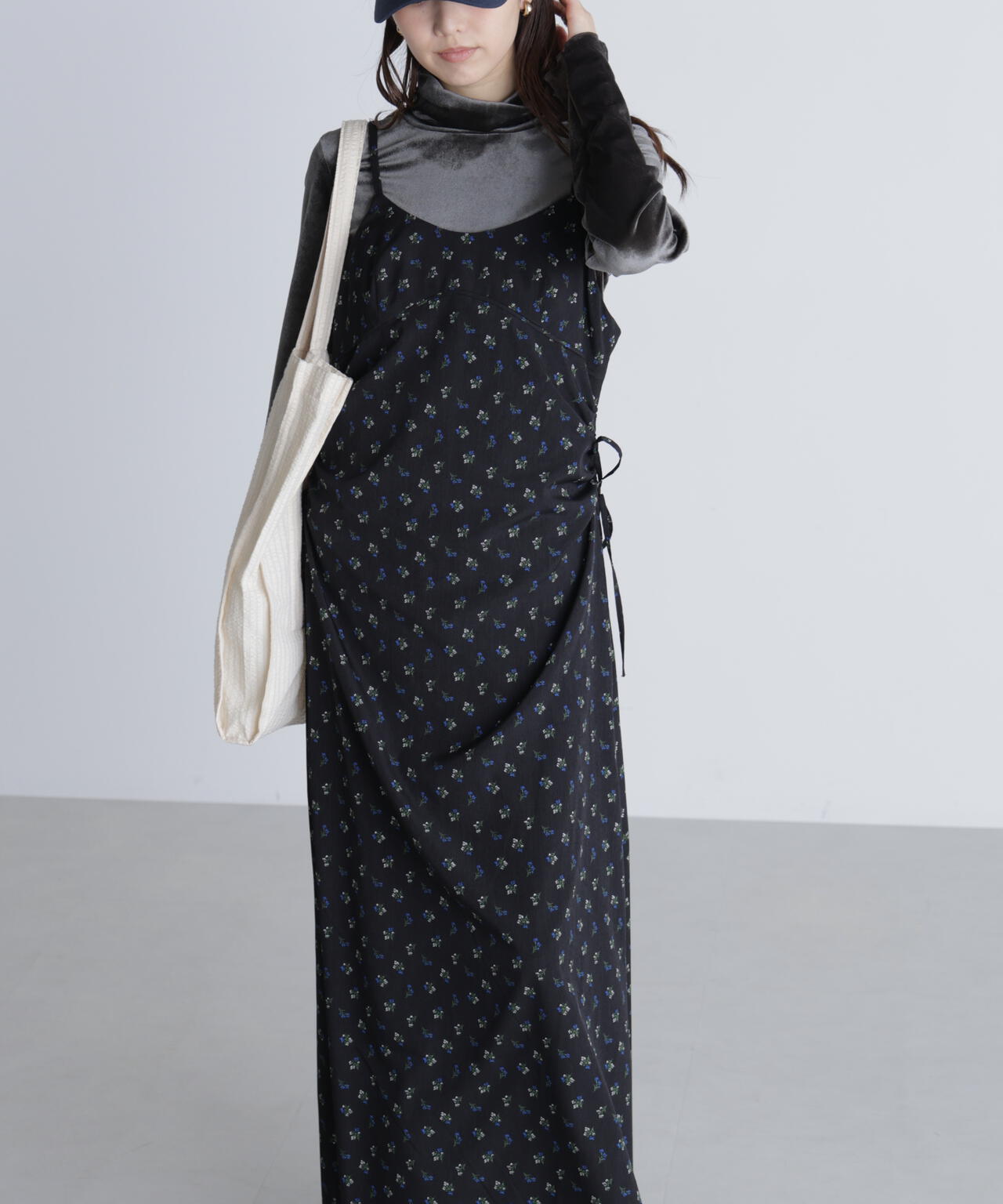 小花柄ドロストキャミワンピース