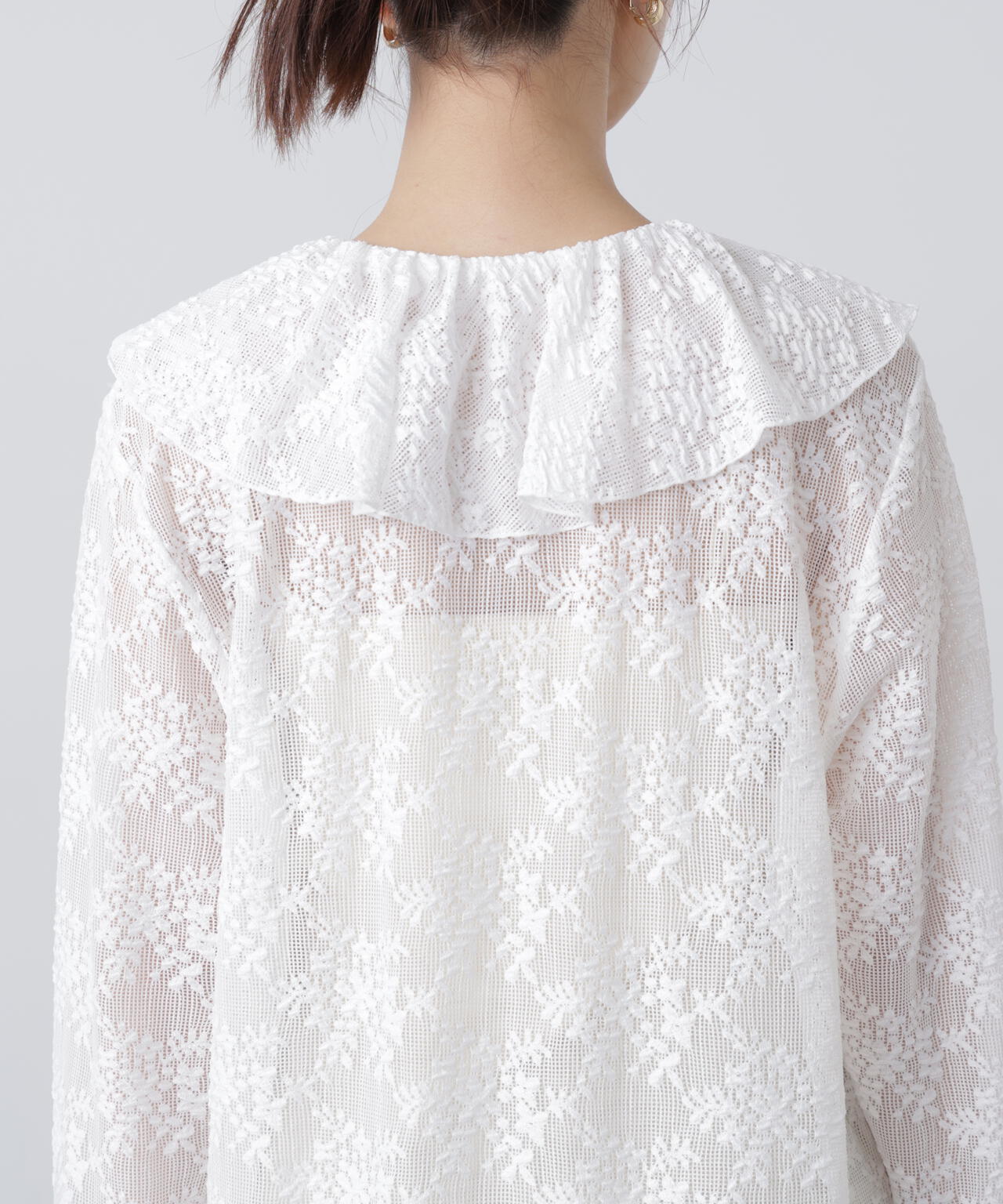 前開きラッフルフリルレースワンピース