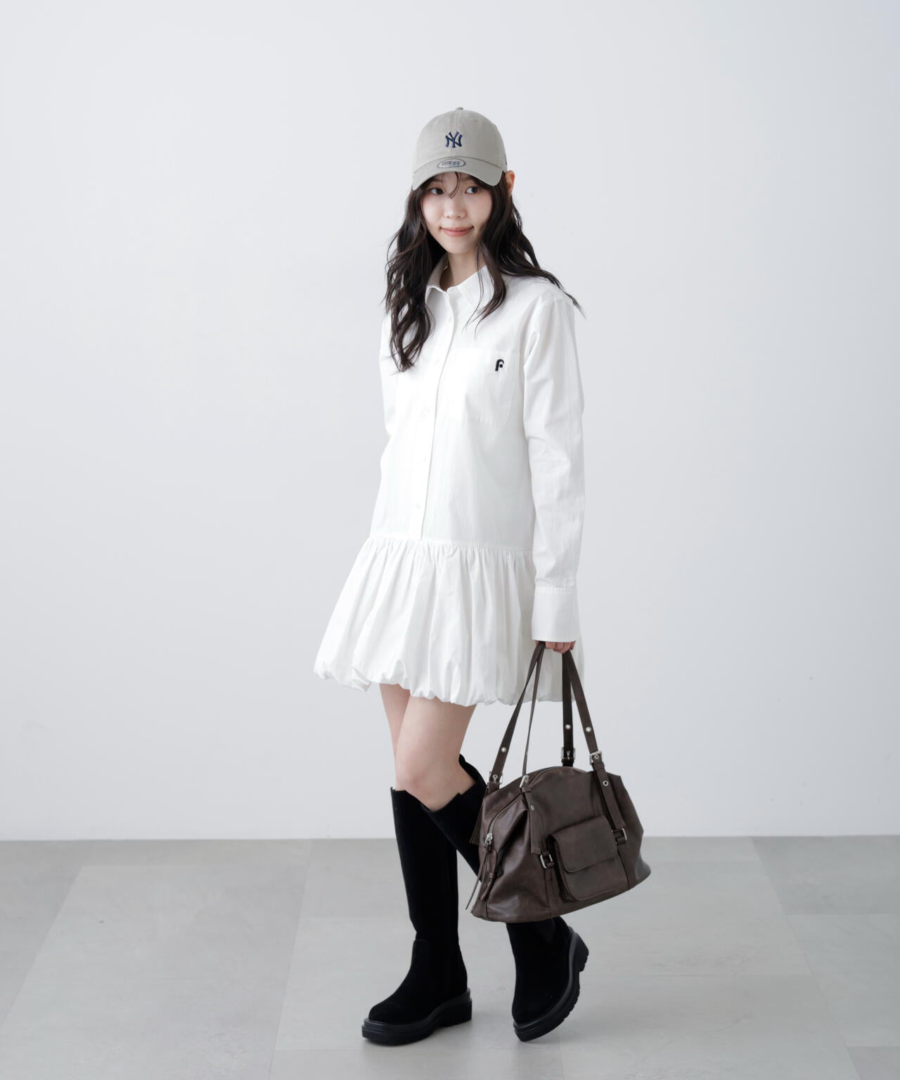 バルーンシャツミニワンピース