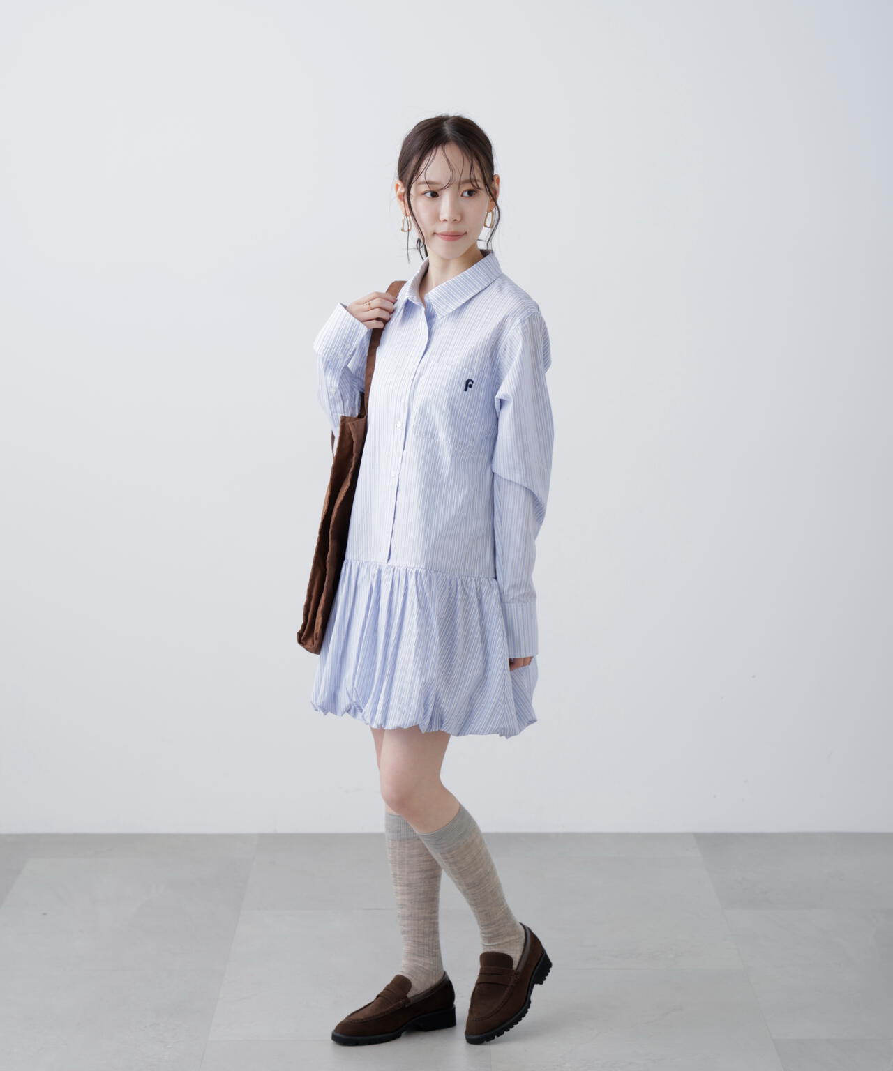 バルーンシャツミニワンピース