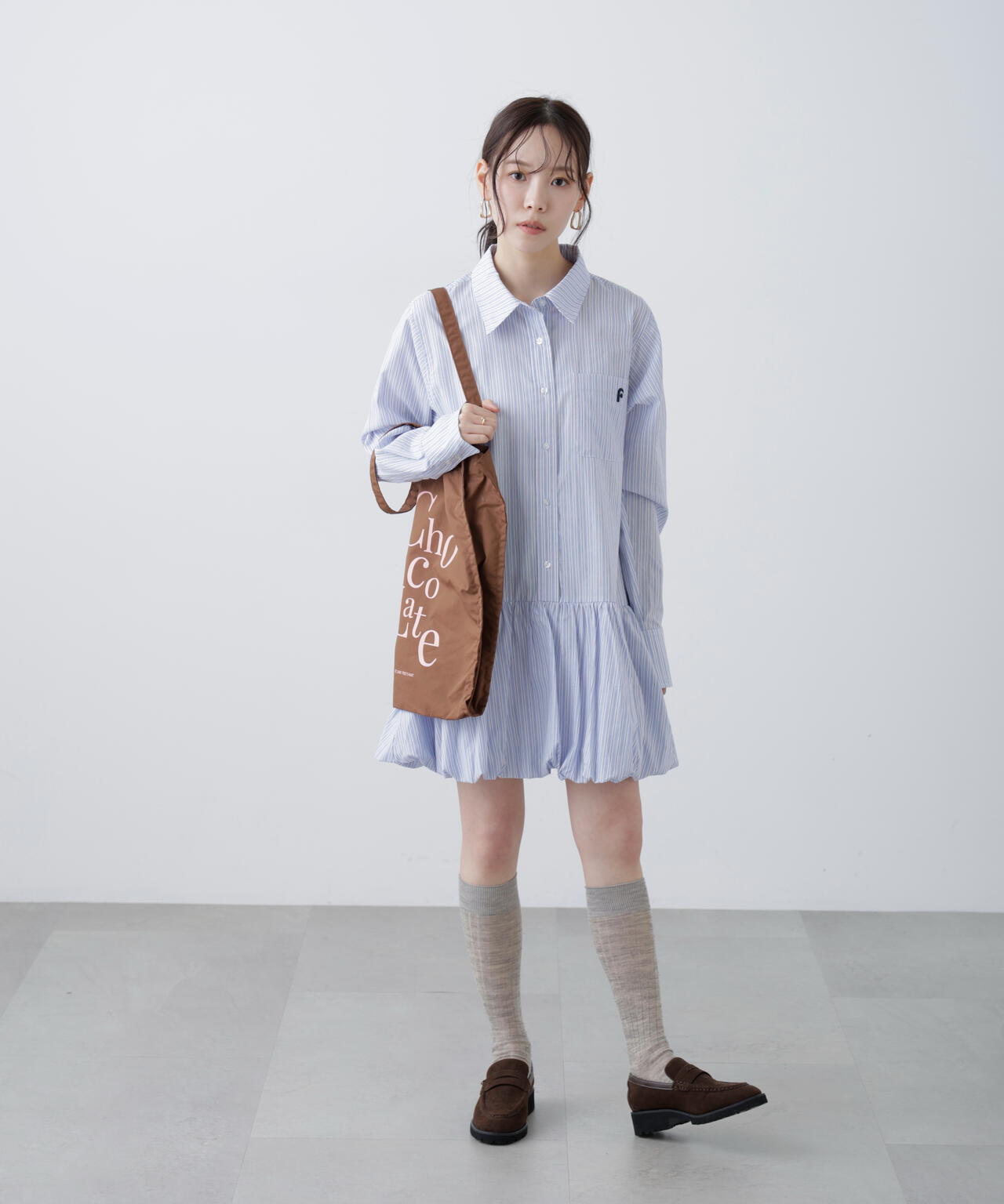 バルーンシャツミニワンピース