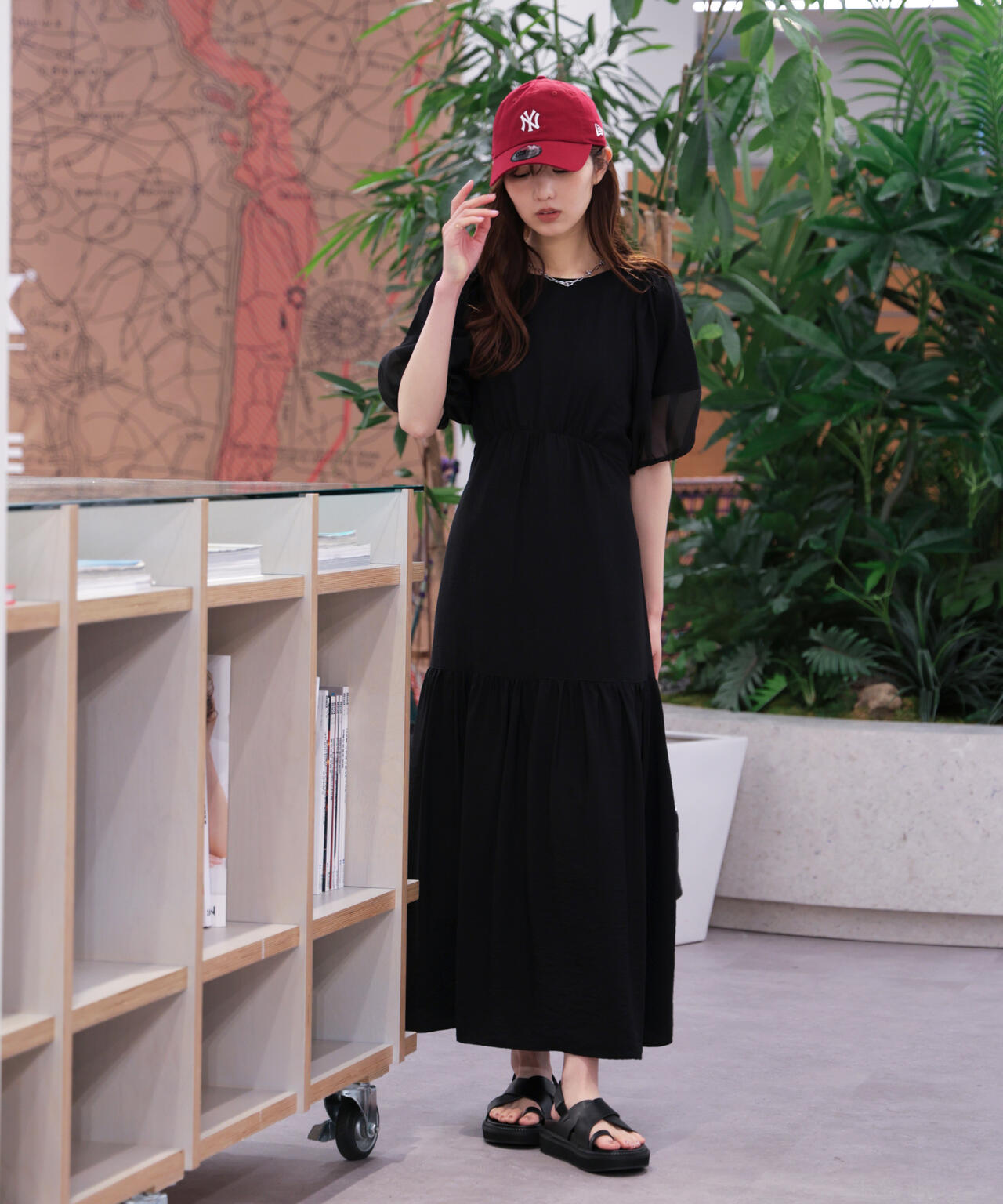 ランタンスリーブバックリボンワンピース